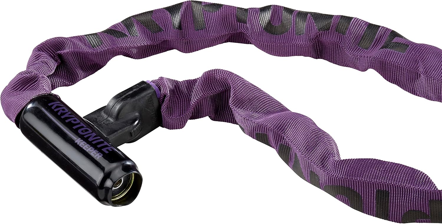 Kryptonite Keeper 785 Bike Chain Lock, 2.8 ft Heavy Duty Anti-Theft Lock | 7mm Manganese Steel Links, 85cm Length, Disc-Style Cylinder, Nylon Sleeve for Motorcycle, Scooter, Gate, Fence