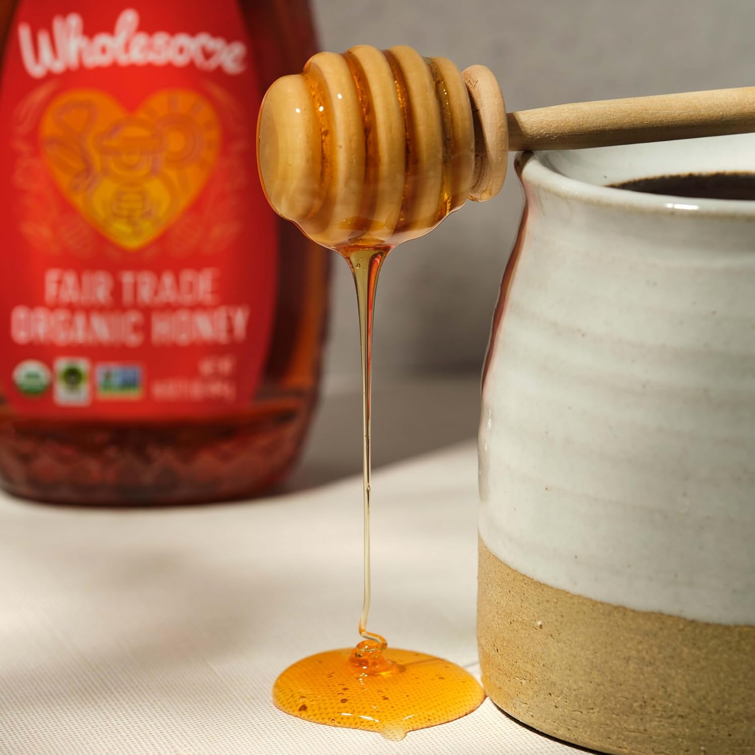 Wholesome Sweeteners 24-Ounce Organic Honey Bottle, 100% Pure, Fair Trade Certified, Non GMO Project Verified & Gluten Free, 1 Pack