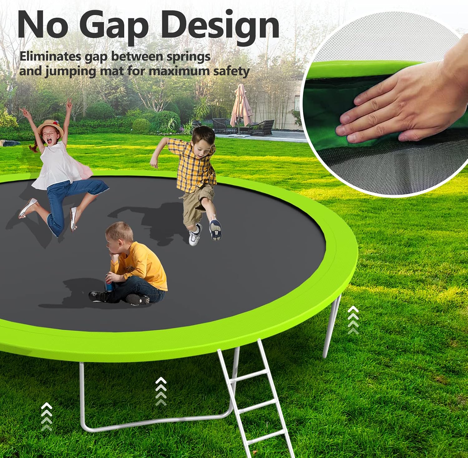 10 12 14 16FT Trampoline Outdoor, Light/Sprinkler/Basketball Hoop | Large Recreational Trampoline for Kids and Adults, Heavy Duty Yard Trampolines with Enclosure Net, ASTM Approval