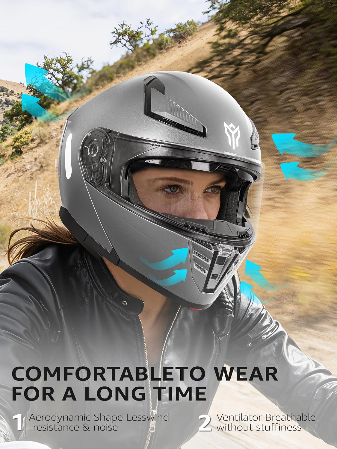 Motorcycle Modular Full Face Helmet DOT Approved - YEMA Helmet YM-925 Motorbike Casco Moto Moped Street Bike Racing Helmet with Sun Visor for Adult Youth Men and Women