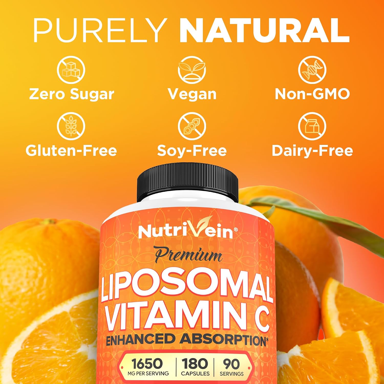Nutrivein Liposomal Vitamin C Supplement 1650 mg - 180 Capsules