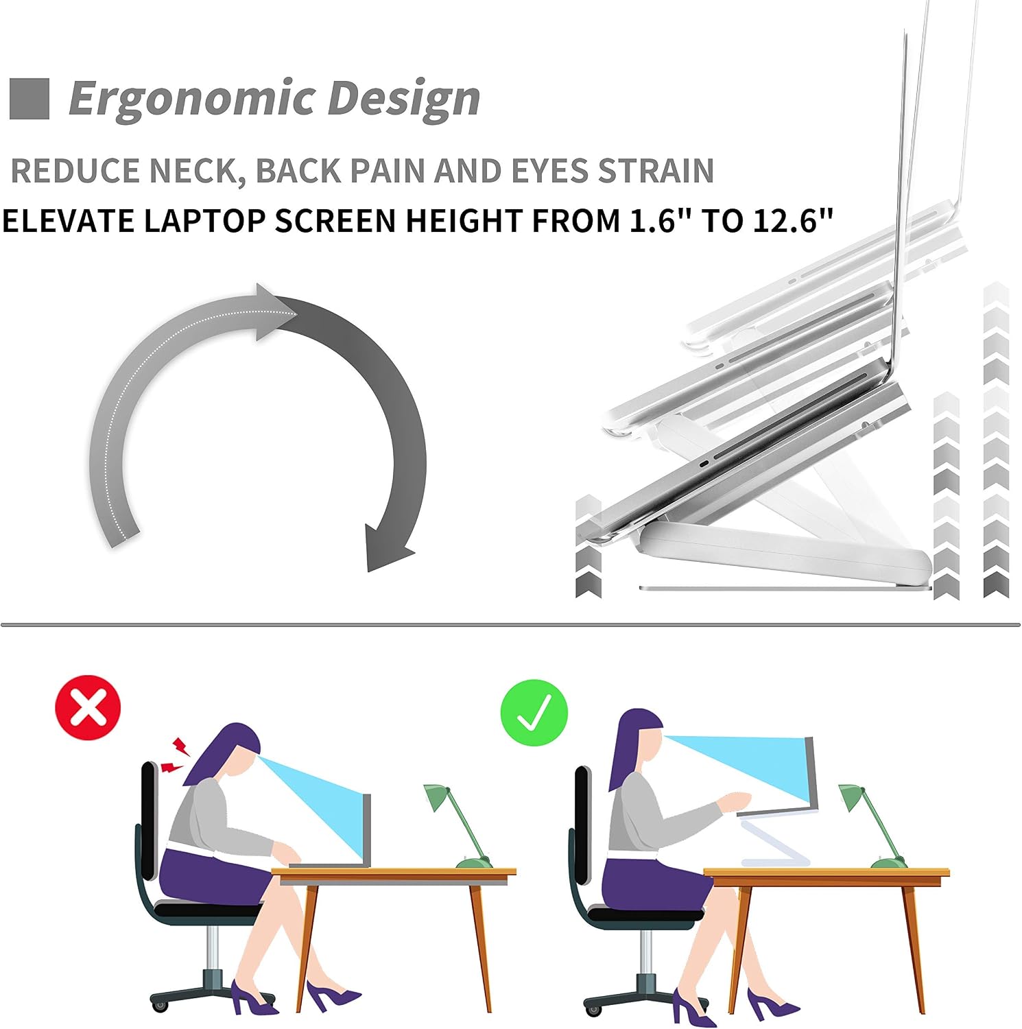 SOUNDANCE Laptop Cooling Pad with USB 3.0 Hub, Aluminum Stand, Up to 17"