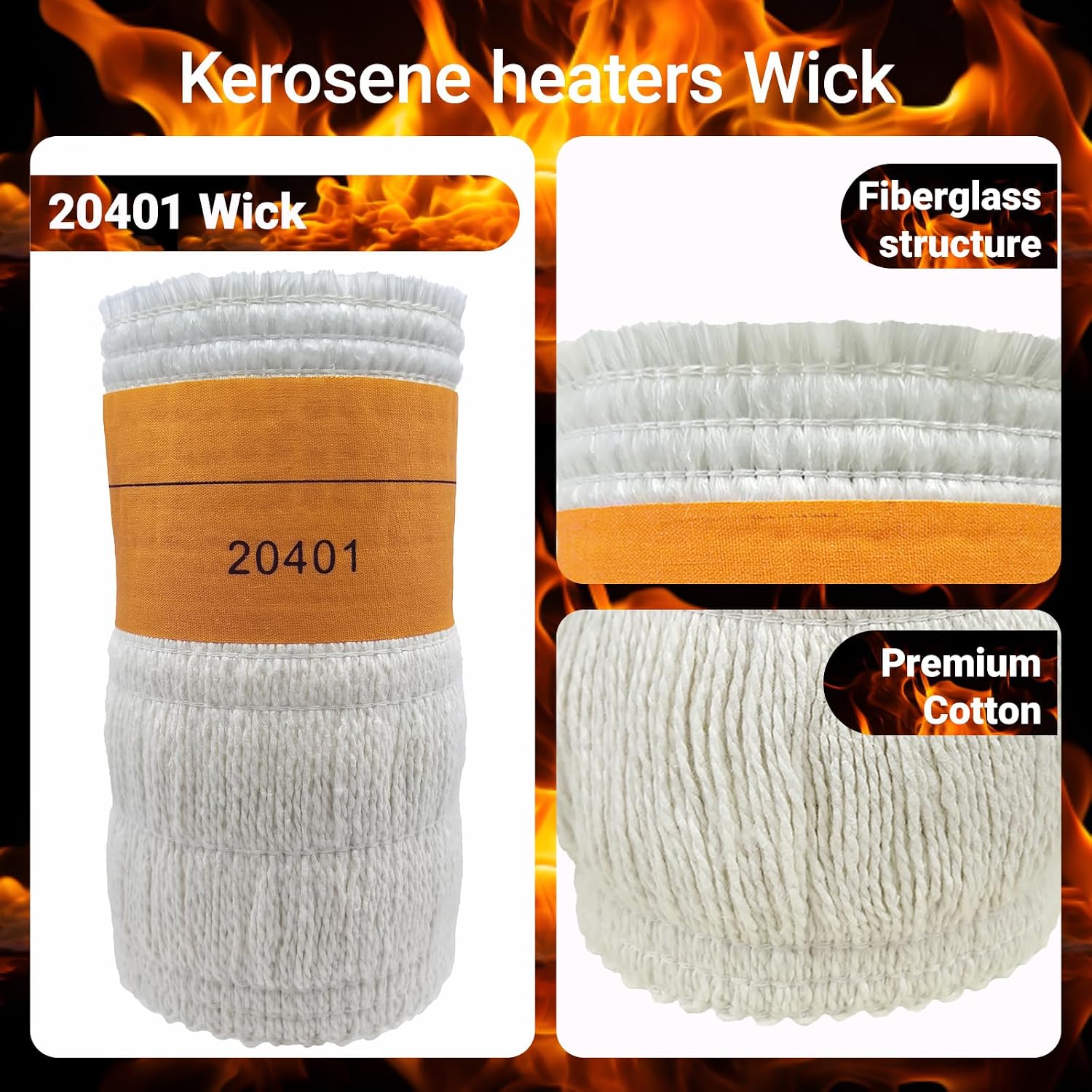2-Pack 20401U Replacement Fiberglass Kerosene Heater Wick – 7" x 5.7" Pre-Cut, Fits American Wick AWHR-1100, DuraHeat DH1000, DynaGlo RMC-55R7