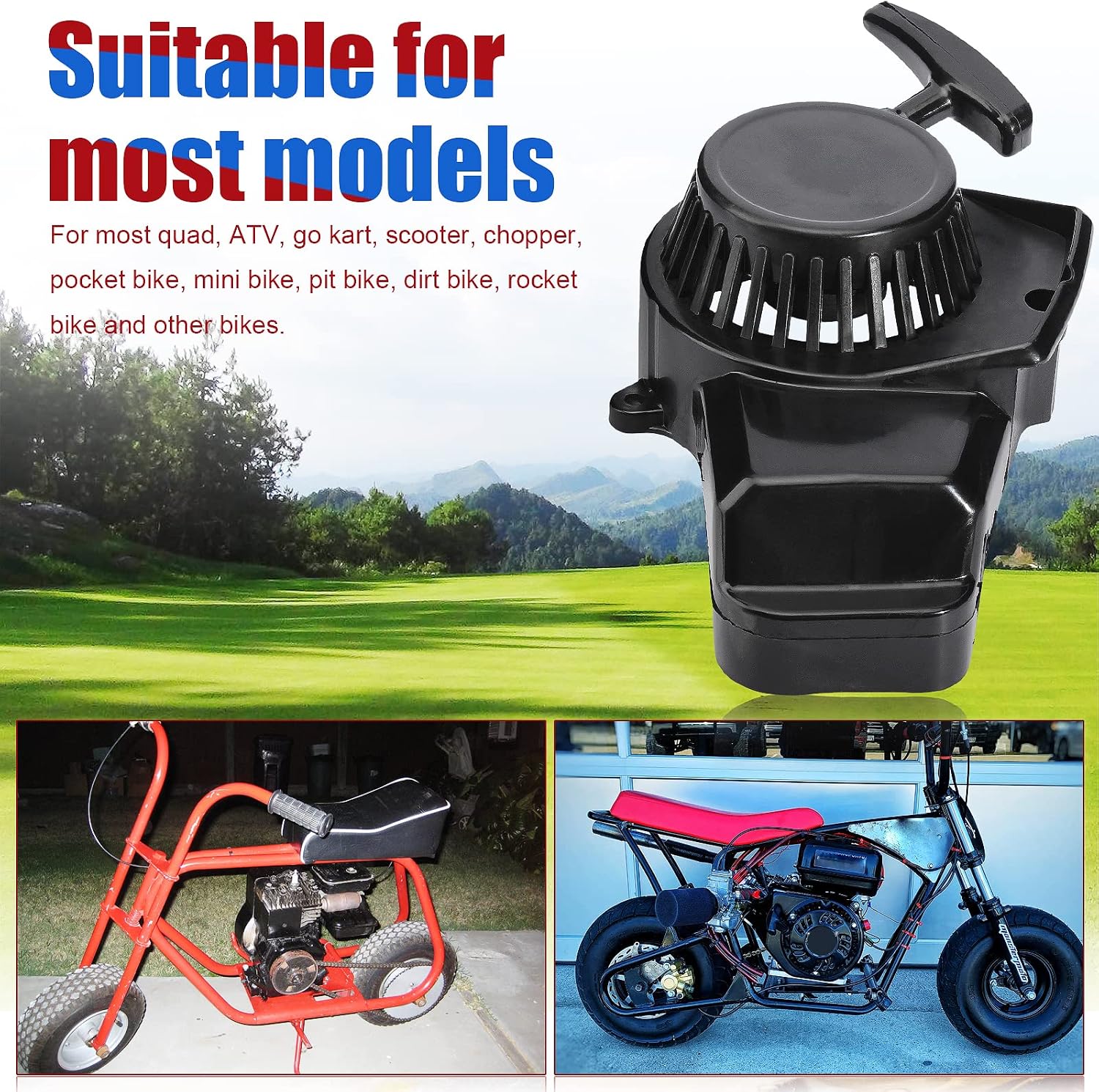 Pull Start Starter for 47cc 49cc Mini Quad ATV Scooter Pocket Bicycle Rocket Bike 2-stroke Engines