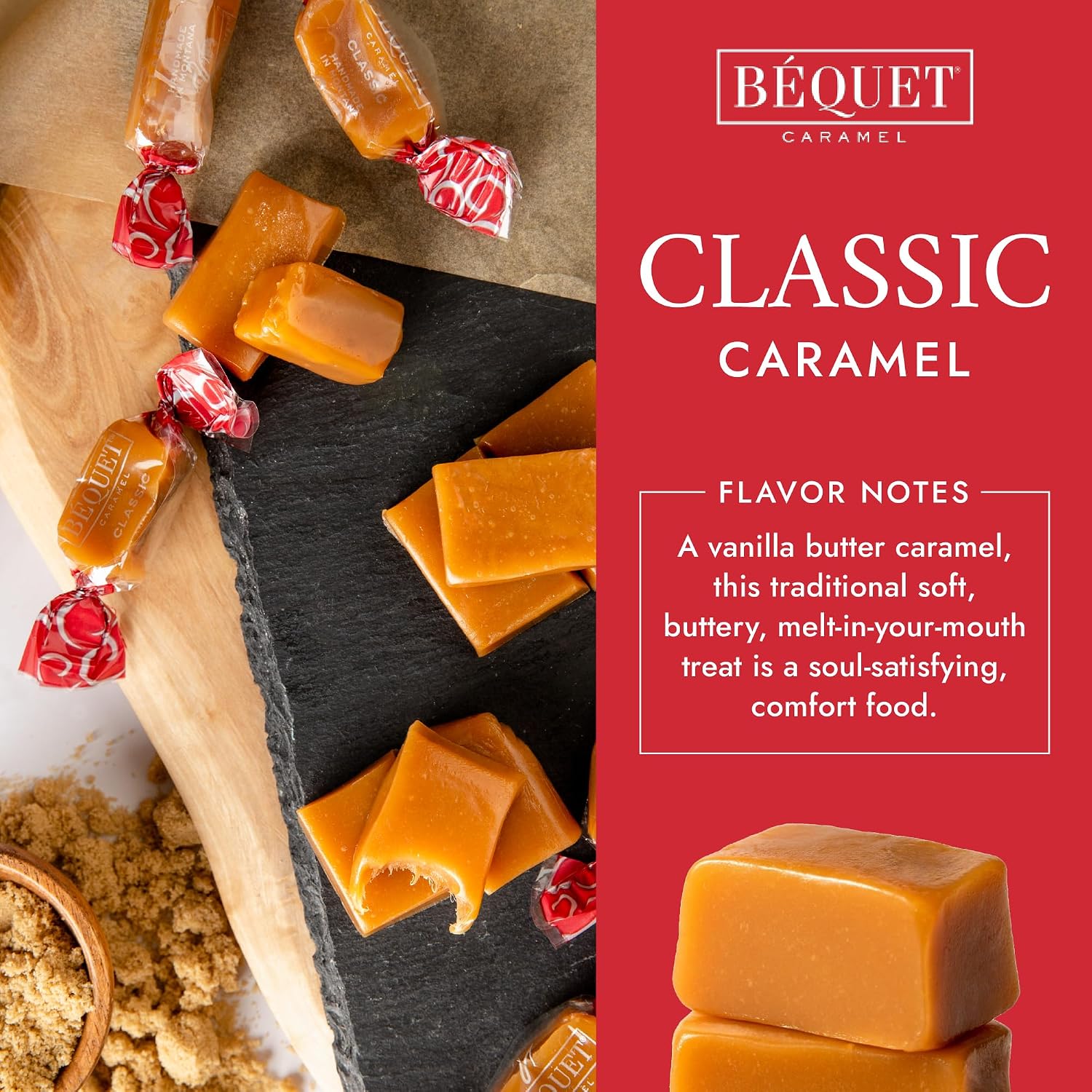 Béquet Classic Caramels - Soft Gourmet Candy - 24oz Resealable Pouch
