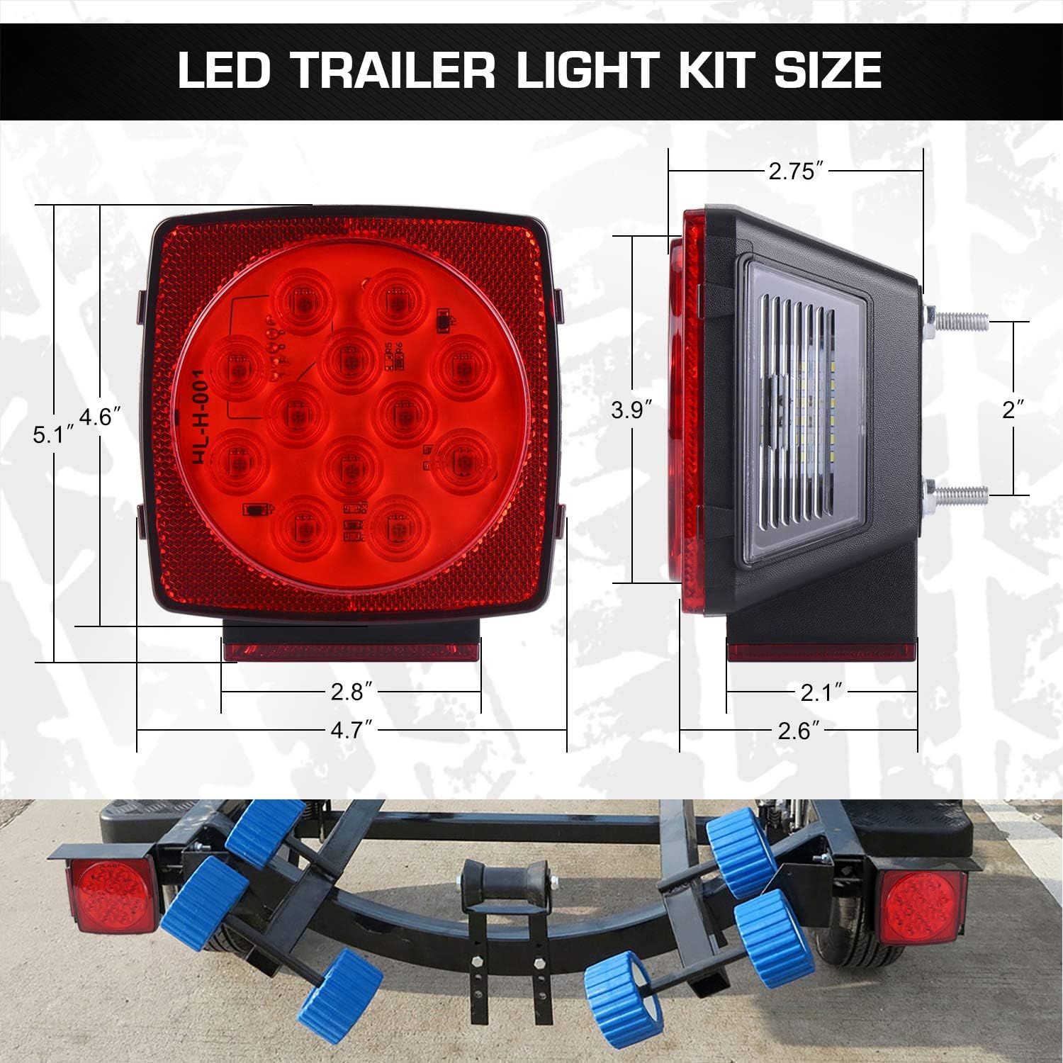 Submersible LED Trailer Light Kit, Super Bright Brake Stop Turn Tail License Lights for Camper Truck RV Boat Snowmobile Under 80" Inch