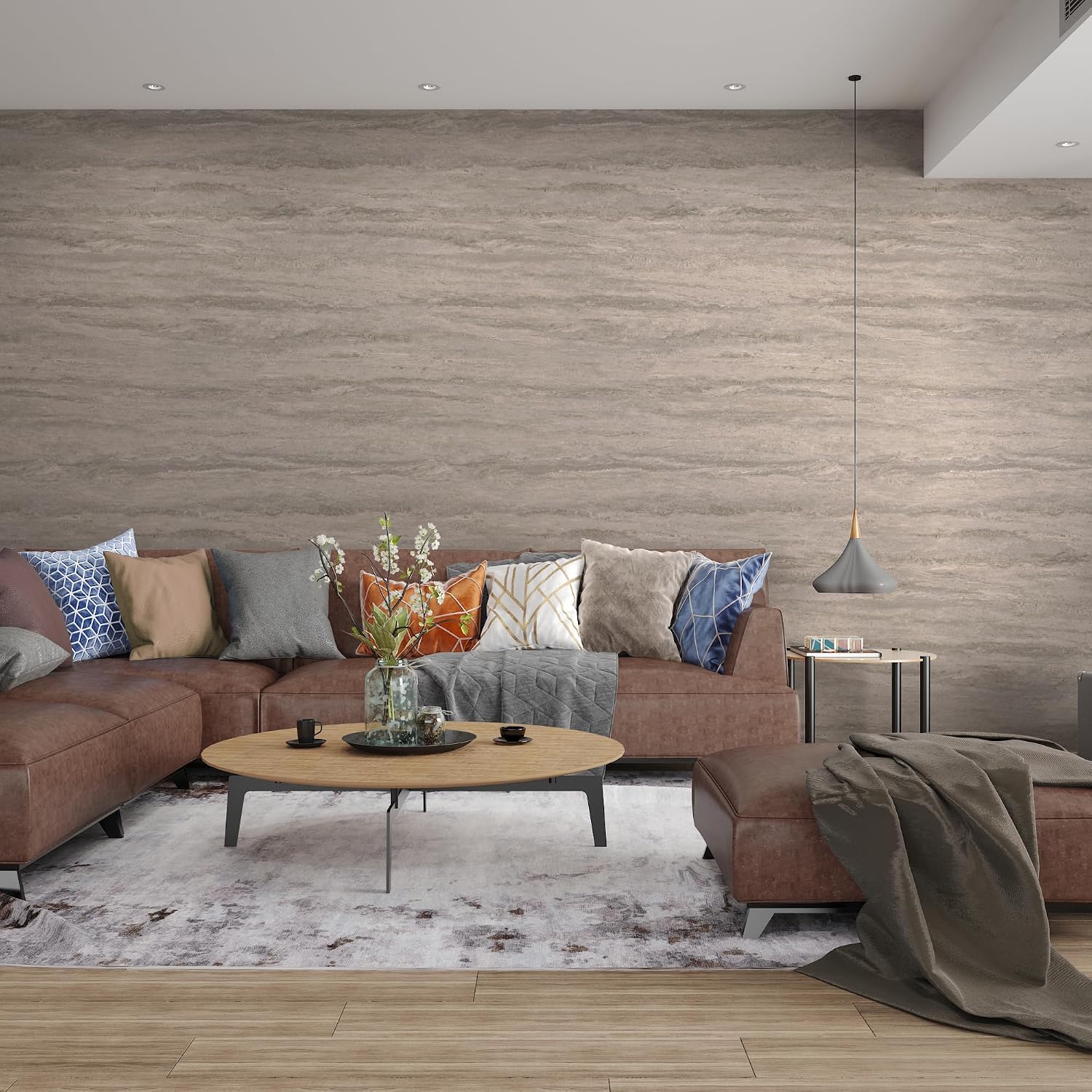 48x197inch Extra Wide Grey Marble Wallpaper Peel Stick Matte Thick Waterproof Adhesive Furniture Sticker Dark Gray Granite Textured Countertop Contact Paper Vinyl Wall Sticker for Bedroom Living Room