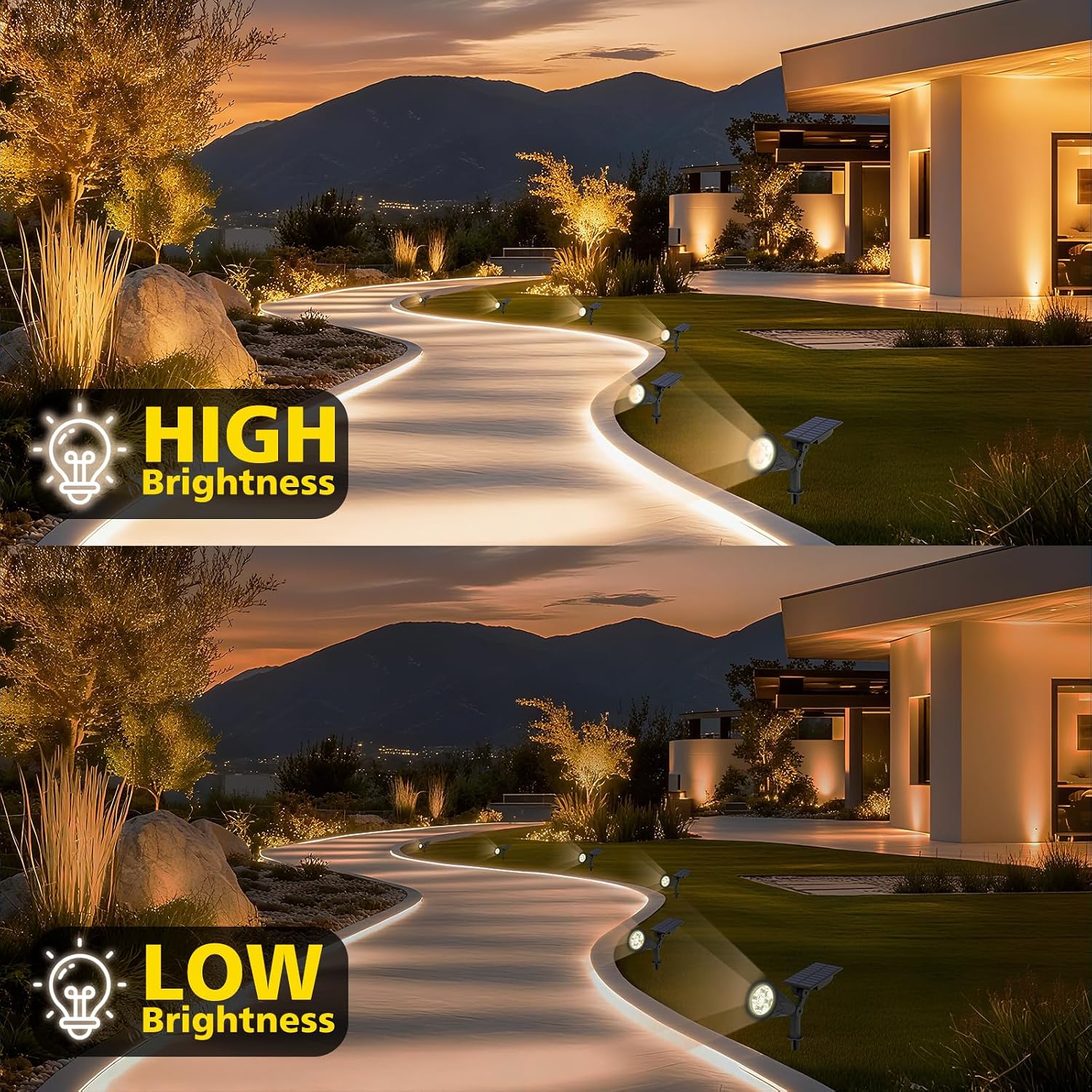 T-SUN Color Changing Solar Spot Lights Outdoor Waterproof, 7 LEDs, 2 Pack | 7 Color Changing Modes, IP65 Waterproof Dusk to Dawn Solar Uplights for Tree, Patio, Yard, Garden, Driveway, Pool Area