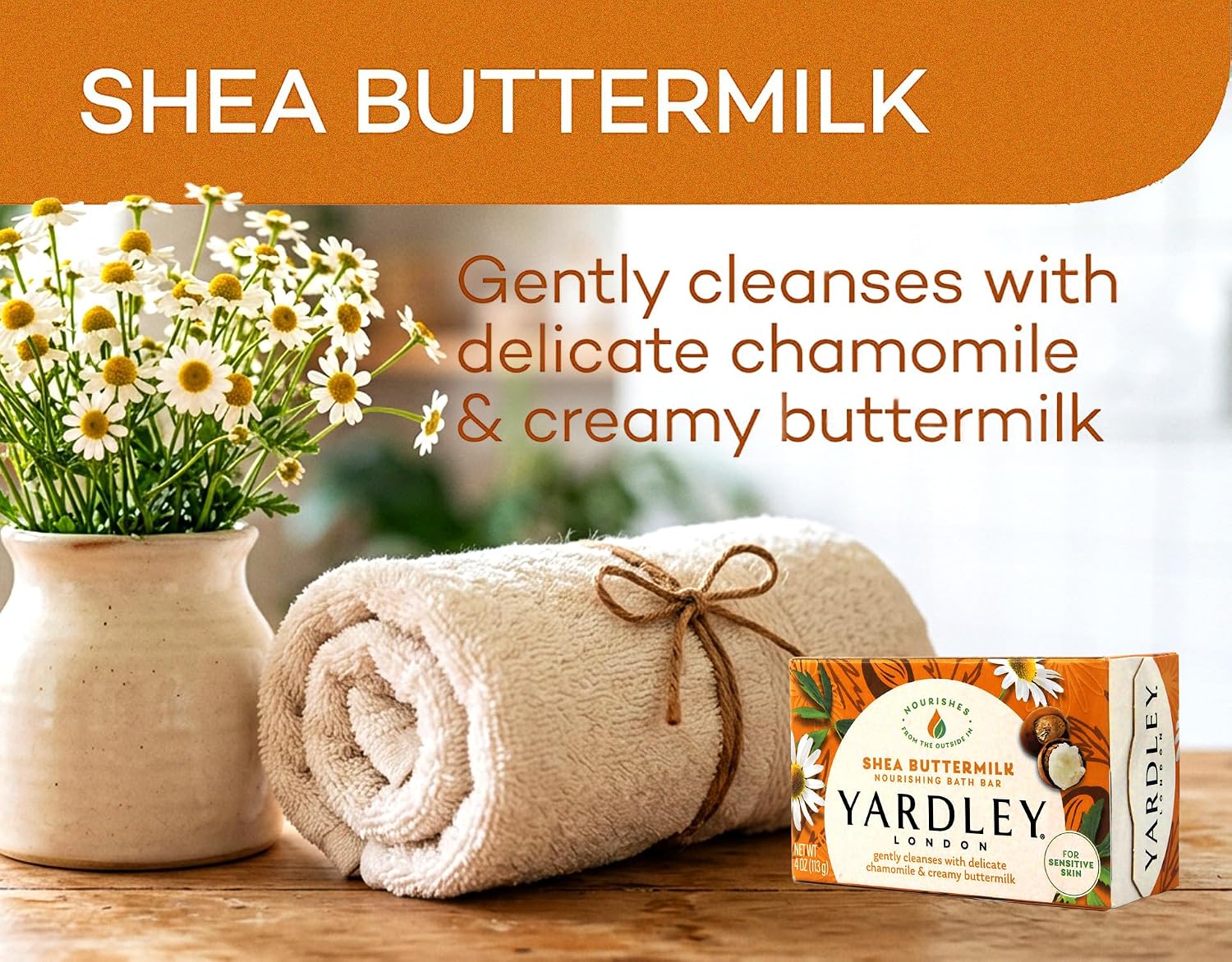 Yardley Shea Buttermilk Bath Bar 4oz 4 Pack