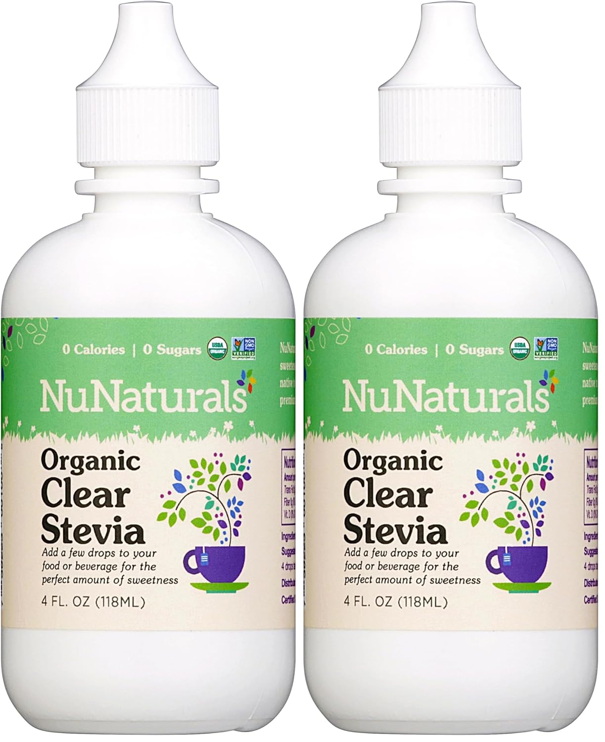 NuNaturals Organic Liquid Stevia Sweetener, Clear Unflavored, Plastic, 4oz