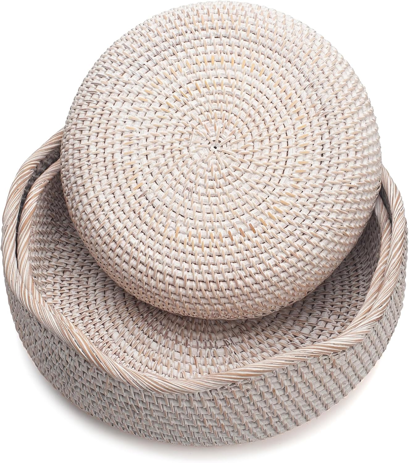 YANGQIHOME Rattan Bread Basket, Round Fruit Baskets, Wicker Storage Bowls, Natural Woven Serving Basket Bowls
