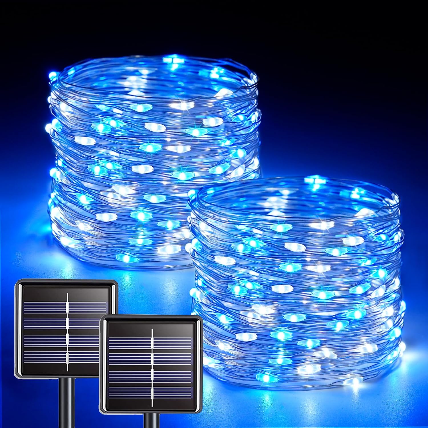 JMEXSUSS 2 Pack Solar String Lights Outdoor Total 66FT 200LED Fairy Lights | Outdoor Waterproof, 8 Modes Solar Christmas Lights for Outside Garden Tree Patio Yard Wedding Christmas Decorations, White