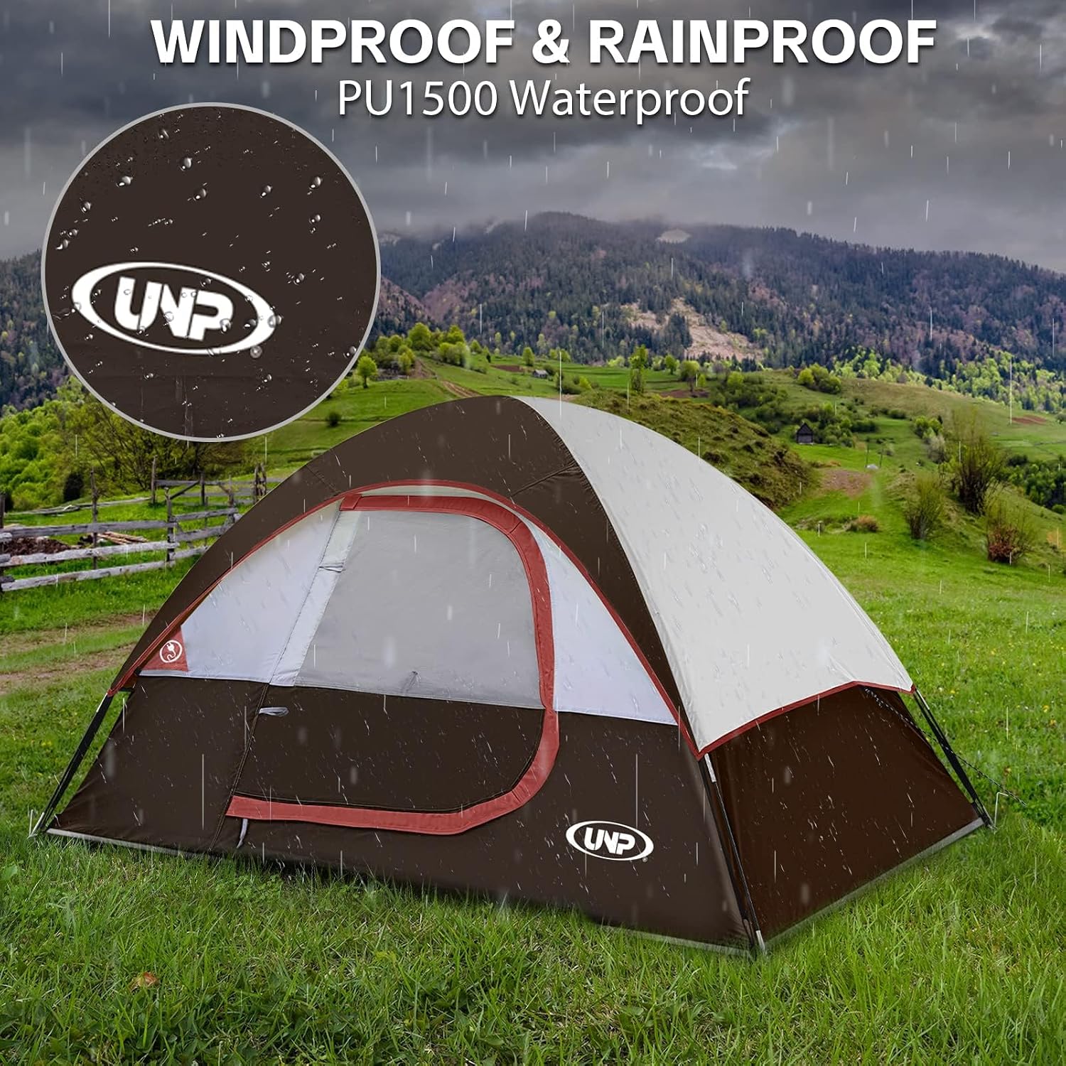 Camping Tent 2-4 Person, Waterproof Windproof Tent with Rainfly Easy Set up-Portable Dome Tents for Camping…