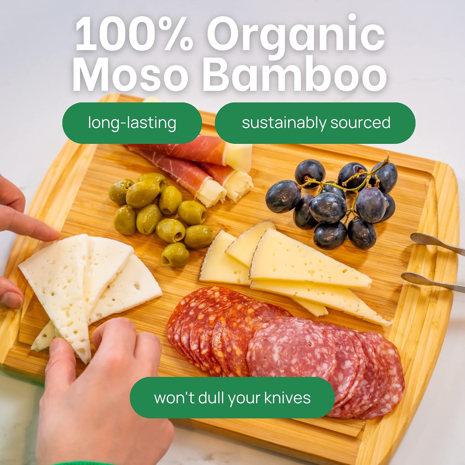 INDESTRUCTABLE Bamboo Cutting Board (Extra Large) with Vertical Grain Strength Technology - Non Toxic, Spacious and Lightweight 18" XL Chopping Board Gift - Replacements for Life