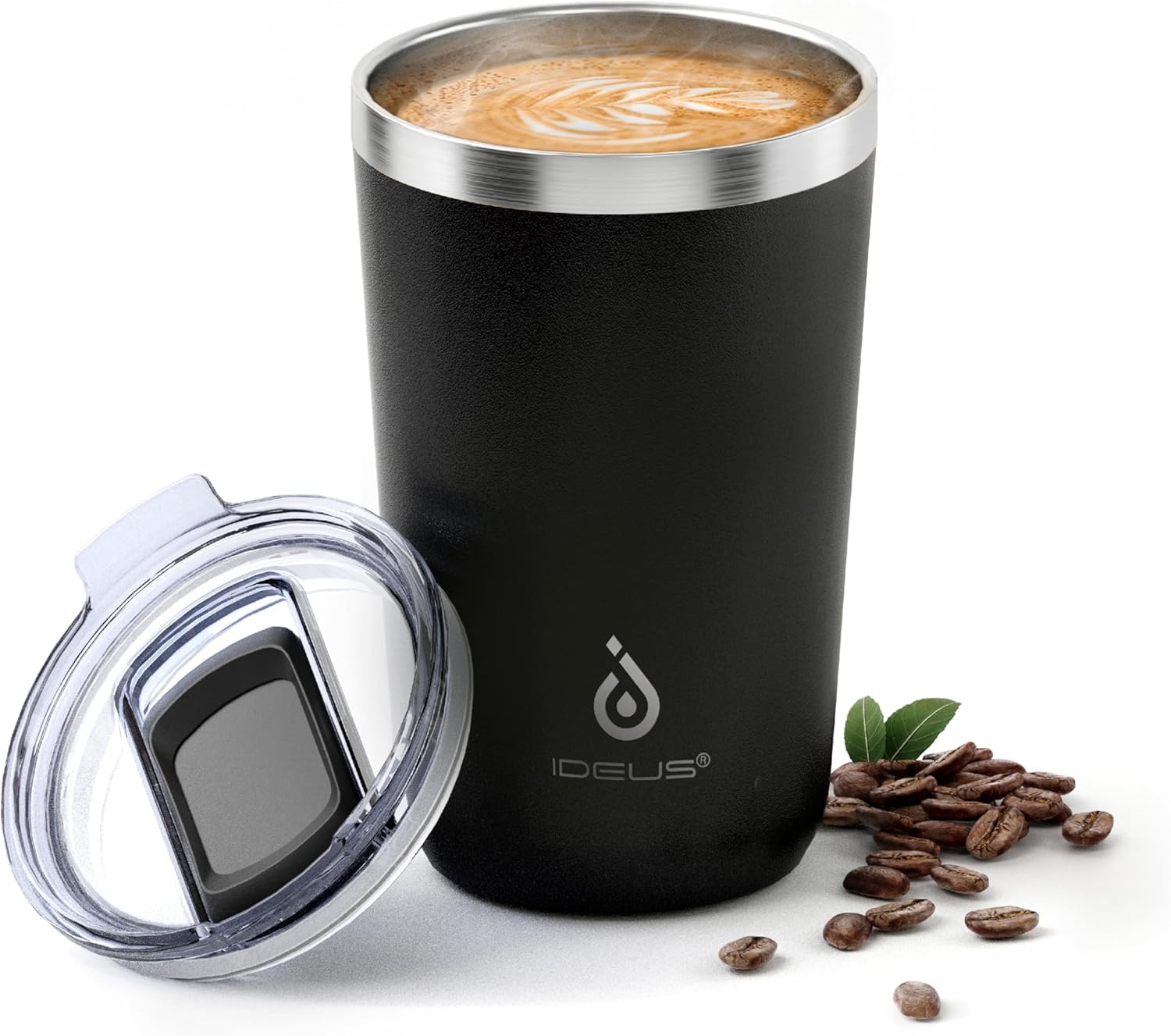 Ideus 20 oz Tumbler, Travel Coffee Mug with Splash Proof Sliding Lid, Double Wall Stainless Steel Vacuum Insulated Coffee Mug for Home and Office