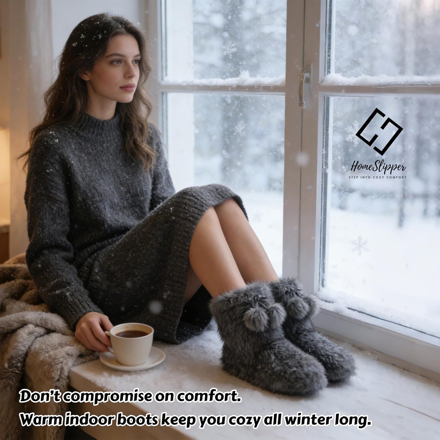 Home Slipper Women's Soft Fleece Plush Warm Indoor House Slipper Boots Shoes