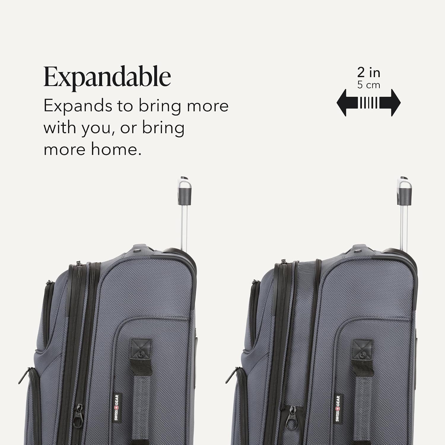 SWISSGEAR Sion Carry-On Spinner Luggage, Softside Expandable, Lightweight Suitcase, Dark Grey, 22.75-Inch