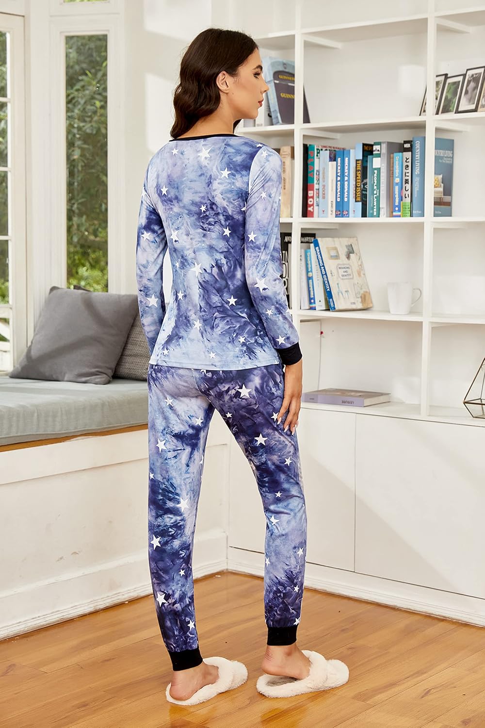 Ekouaer Womens Pajamas Sets Long Sleeve Tops with Jogger Pants