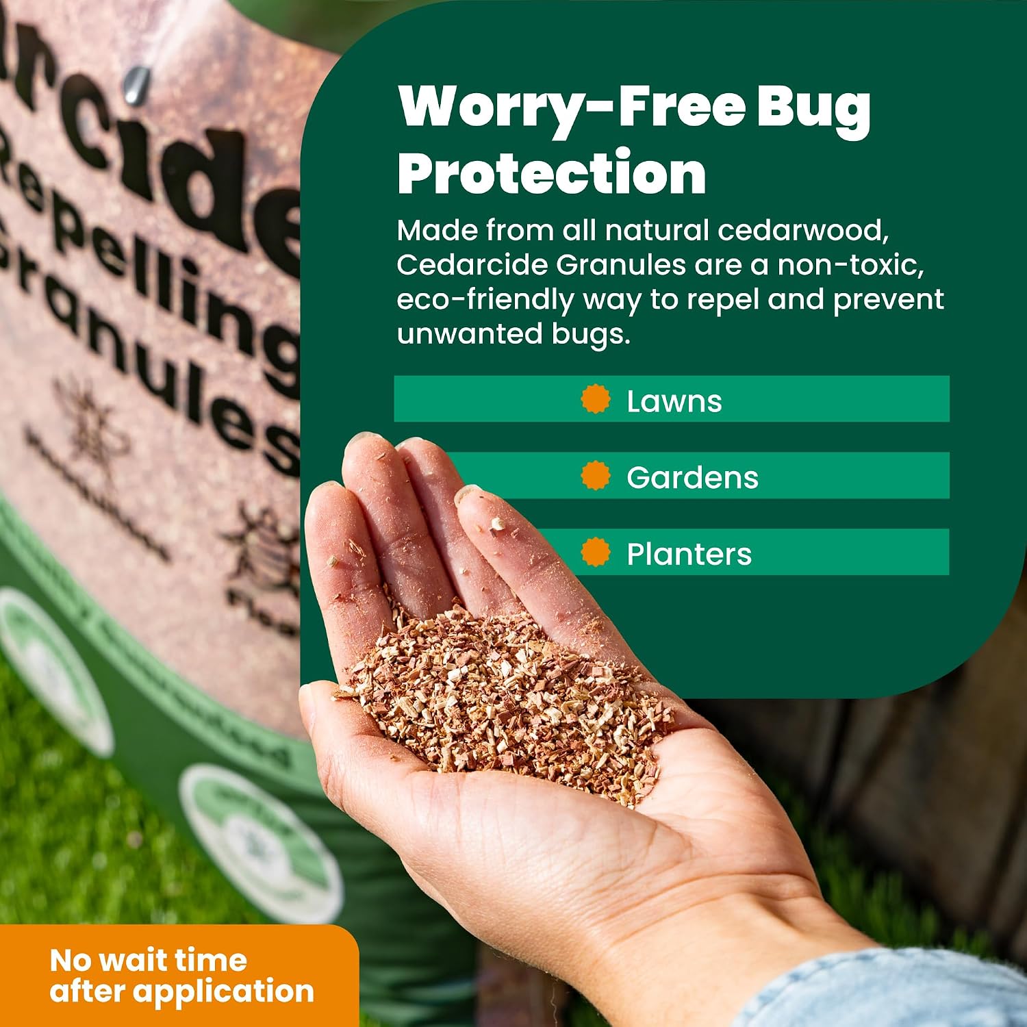 Cedarwood Lawn Patio Granules | Repels Mosquitoes, Ants, Spiders & Chiggers | Smells Great, Easy to Use | 1 Bag (8 Lbs)