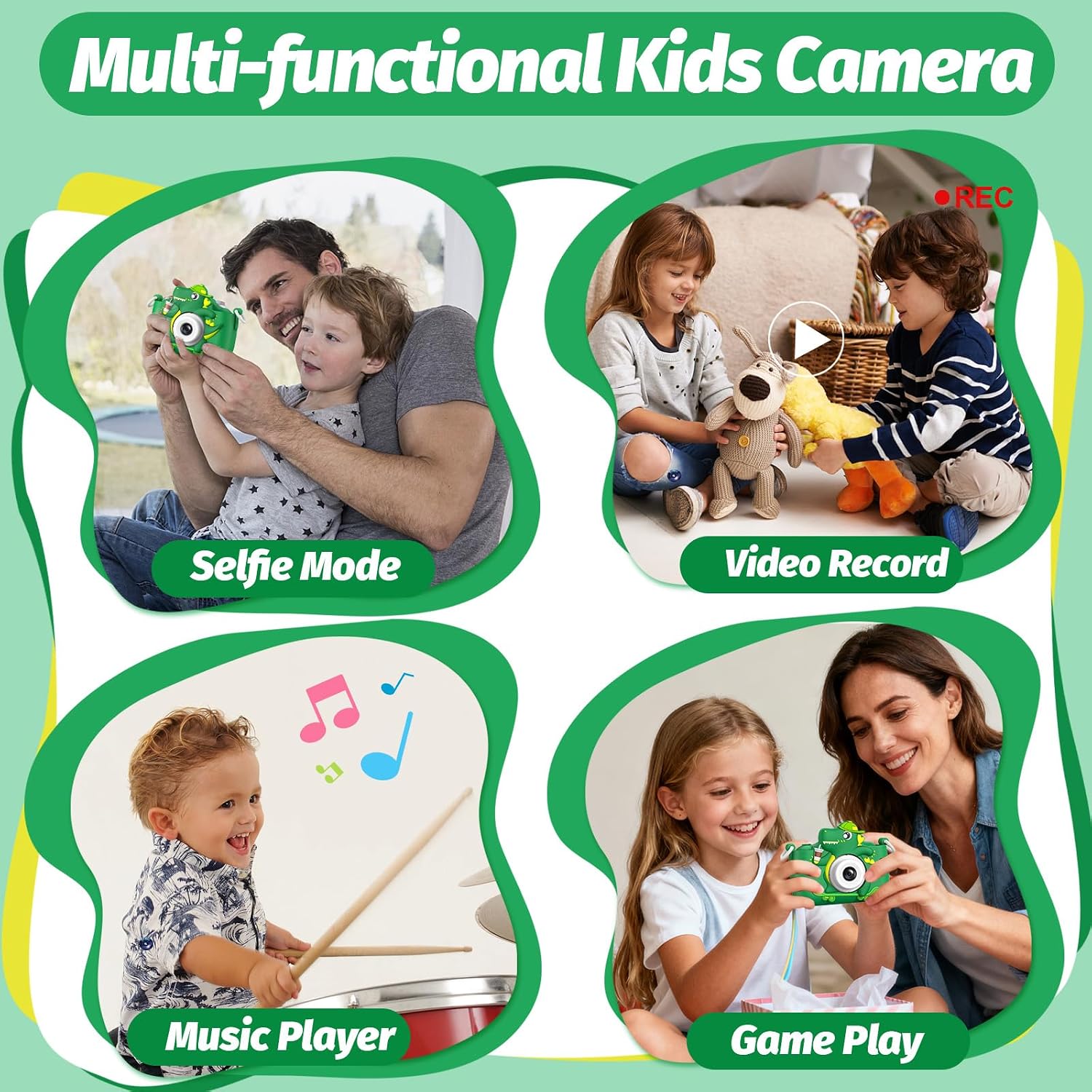 Goopow Kids Camera Toys for 3-8 Year Old Girls Boys,Children Digital Video Camcorder Camera with Cartoon Soft Cover, Best Chritmas Birthday Festival Gift for Kids