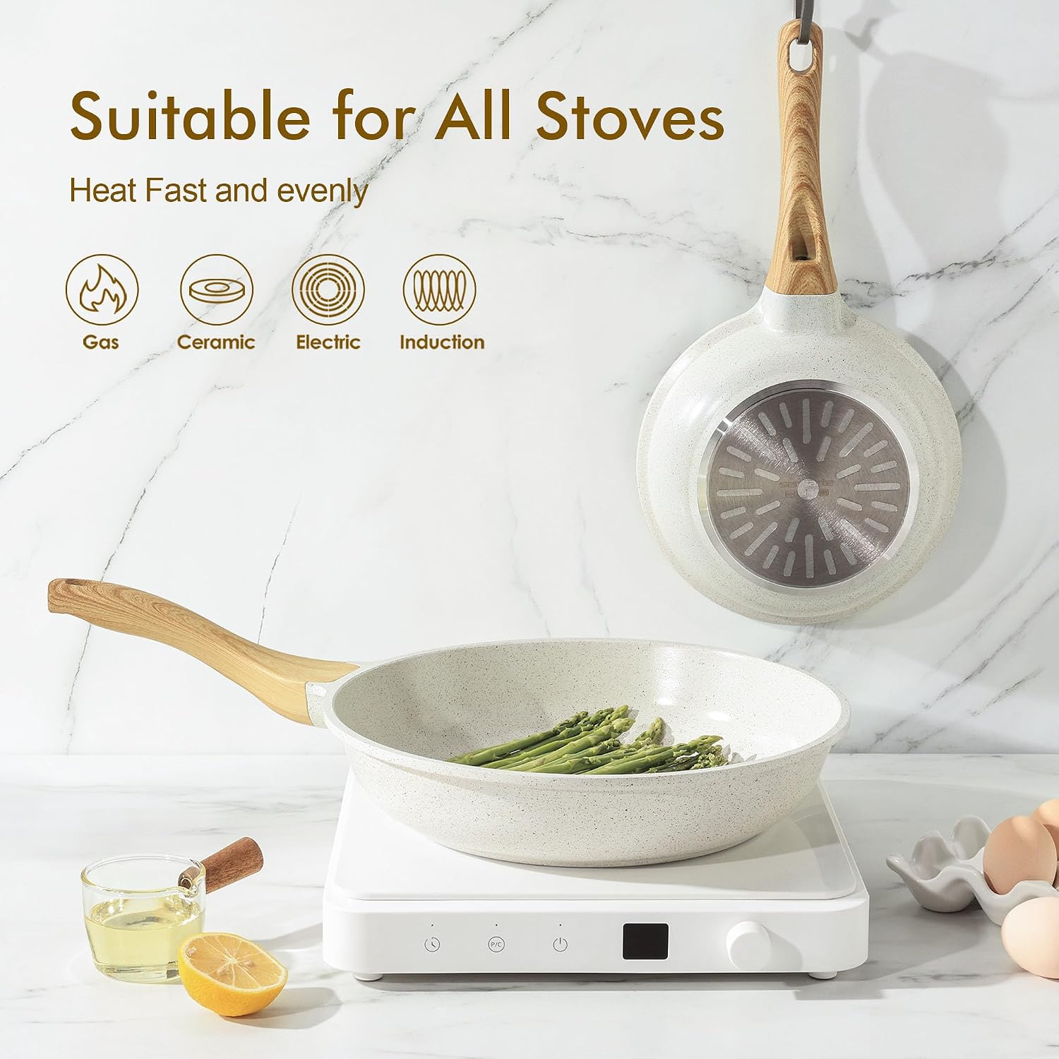 SENSARTE Nonstick Frying Pan Skillet, Swiss Granite Coating Omelette Pan, Healthy Stone Cookware Chef's Pan