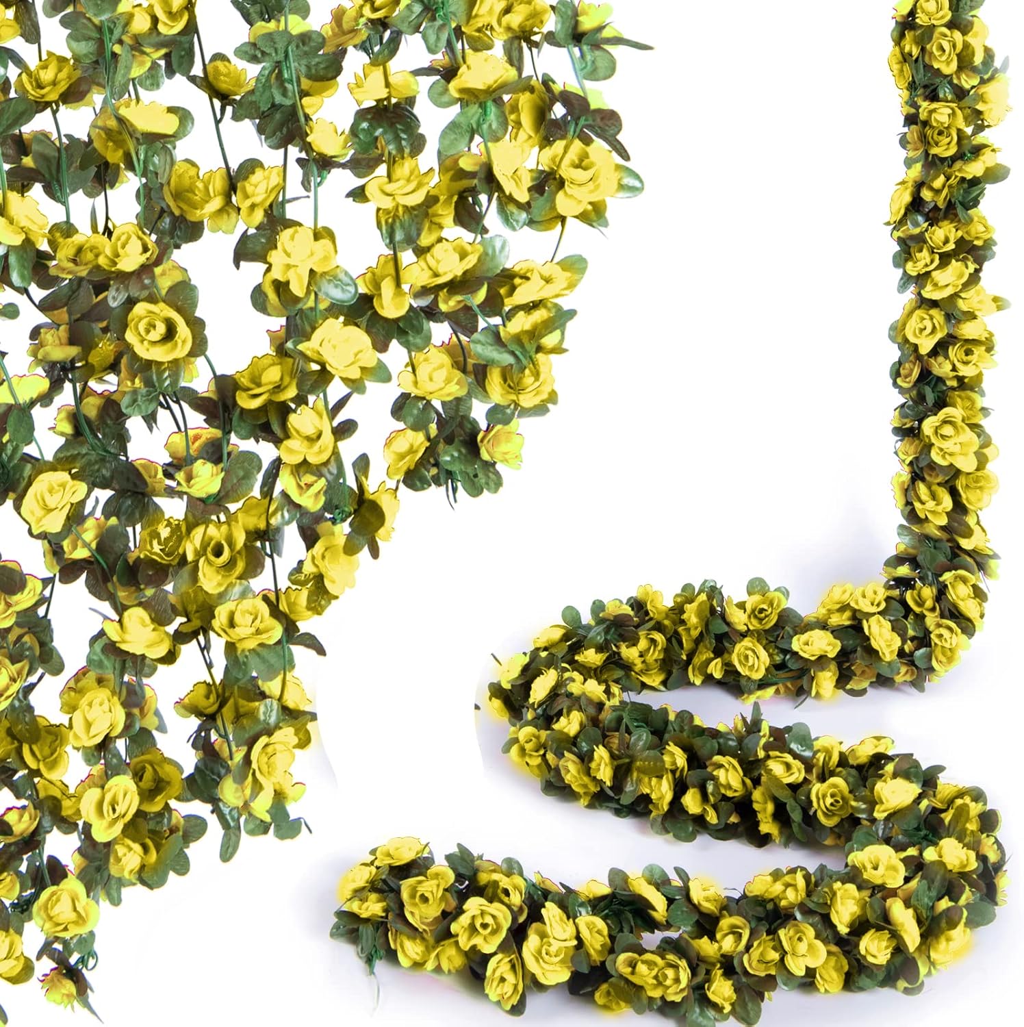 8Pcs x 8.2FT Artificial Flower Garland Floral Rose Vine Decor, Pink Flower