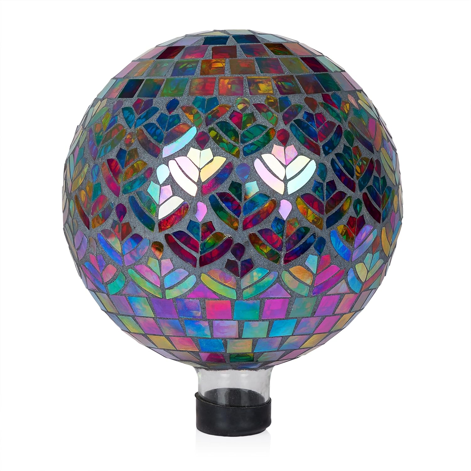 Alpine Corporation 10" Diameter Indoor/Outdoor Glass Mosaic Gazing Globe Yard Decoration, Purple Pearlized Petals Design