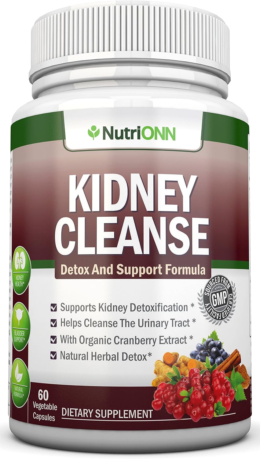 KIDNEY CLEANSE - Detox and Support For Urinary Tract, Bladder and Kidneys - All Natural Herbal Supplement Formula With Organic Cranberry, Astragalus