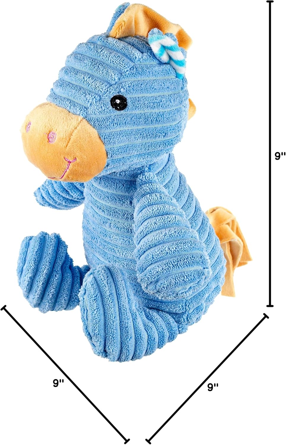 Giftable World 9 Inch Plush Pet Toy Corduroy Sitting Horse with Crinkle Ears and Squeaker
