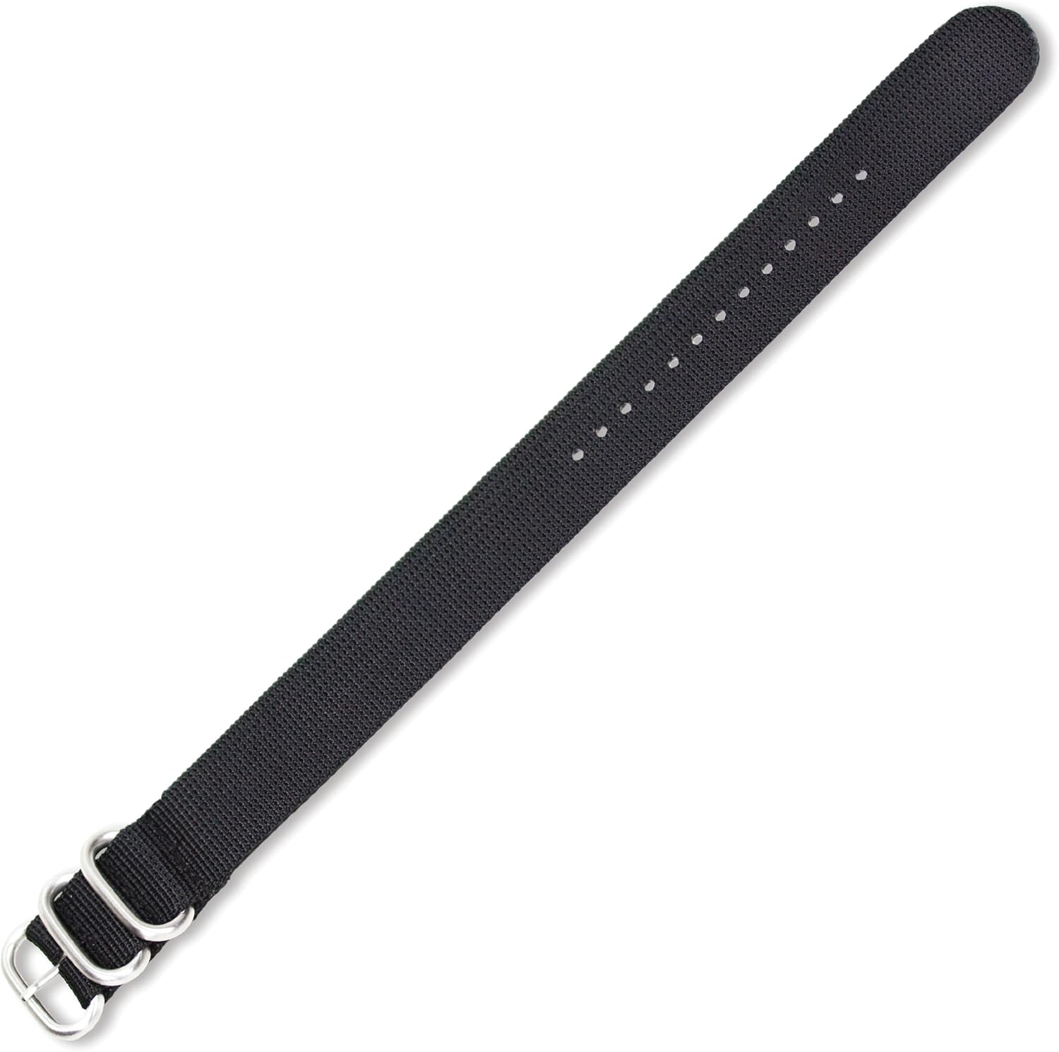 Military Ballistic Nylon Watch Band With Silver Tone Buckle-Choice of Color (Black, Brown, Olive, Black/Grey, Orange, Grey) & Width (18mm, 20mm, 22mm, 24mm, 26mm)