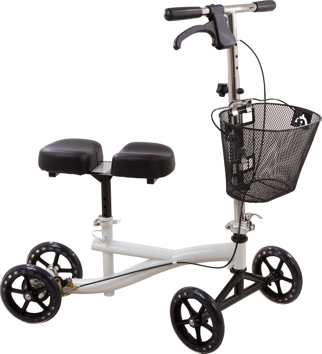 Roscoe Medical Knee Scooter for Adults for Foot Surgery, Foldable & Adjustable Knee Walker for Broken Foot & Leg Injuries, Crutch Alternative, Knee Rover, Dual Pad, (Up to 350lbs, 8' Wheels), Black