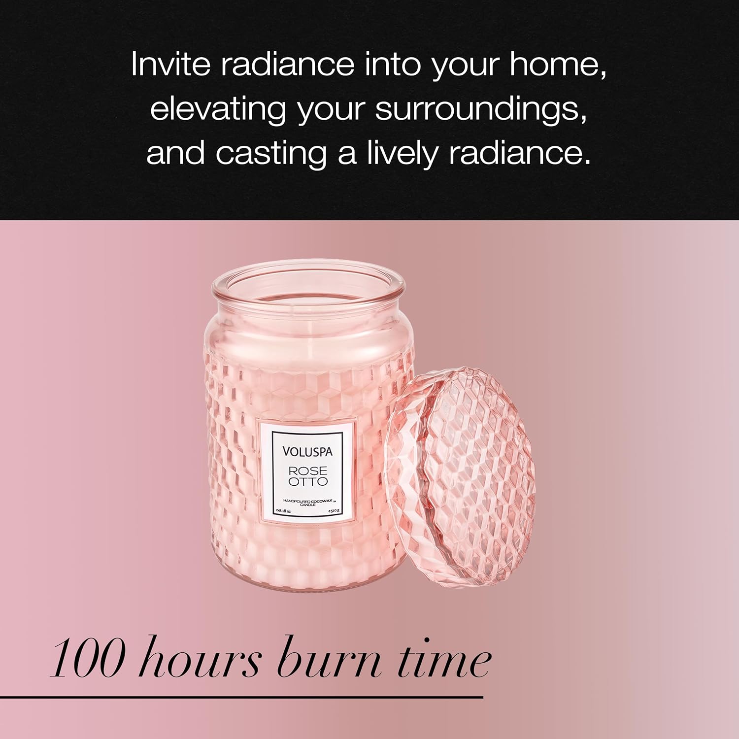 Voluspa Milk Rose, Large Candle Jar, 18 Ounce, 100 Hour Burn Time, Coconut Wax for Clean Burning, Handcrafted in the USA