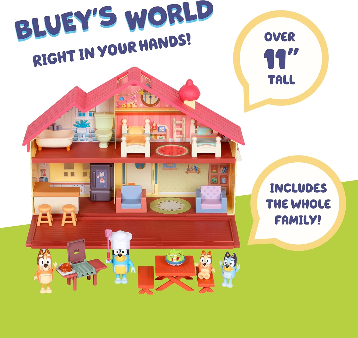 Bluey Toy House Mega Bundle, Family Home & BBQ Playhouse, Ages 3-5