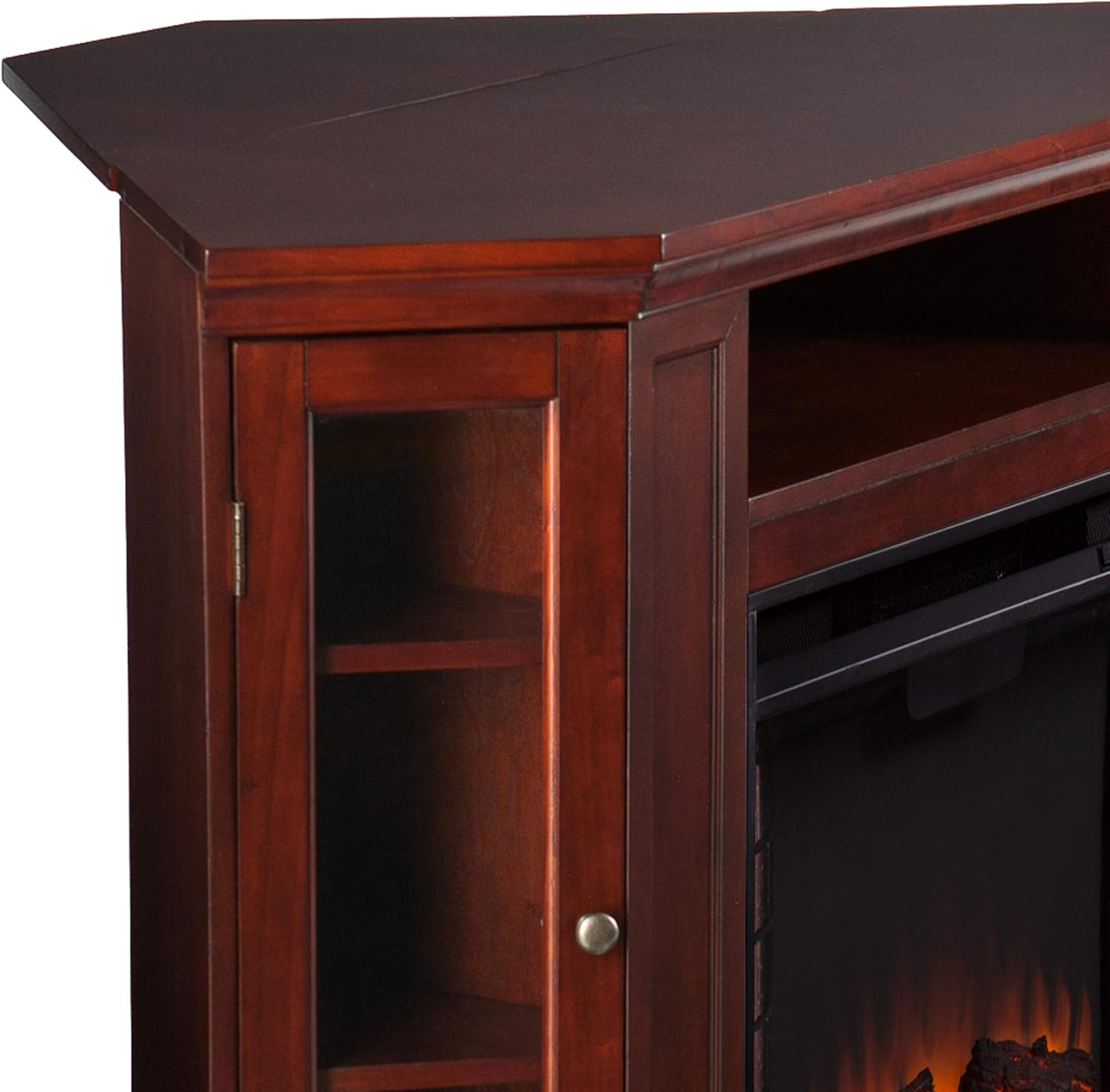 SEI Furniture Claremont Convertible Corner Electric Fireplace Media Stand with Storage, Black