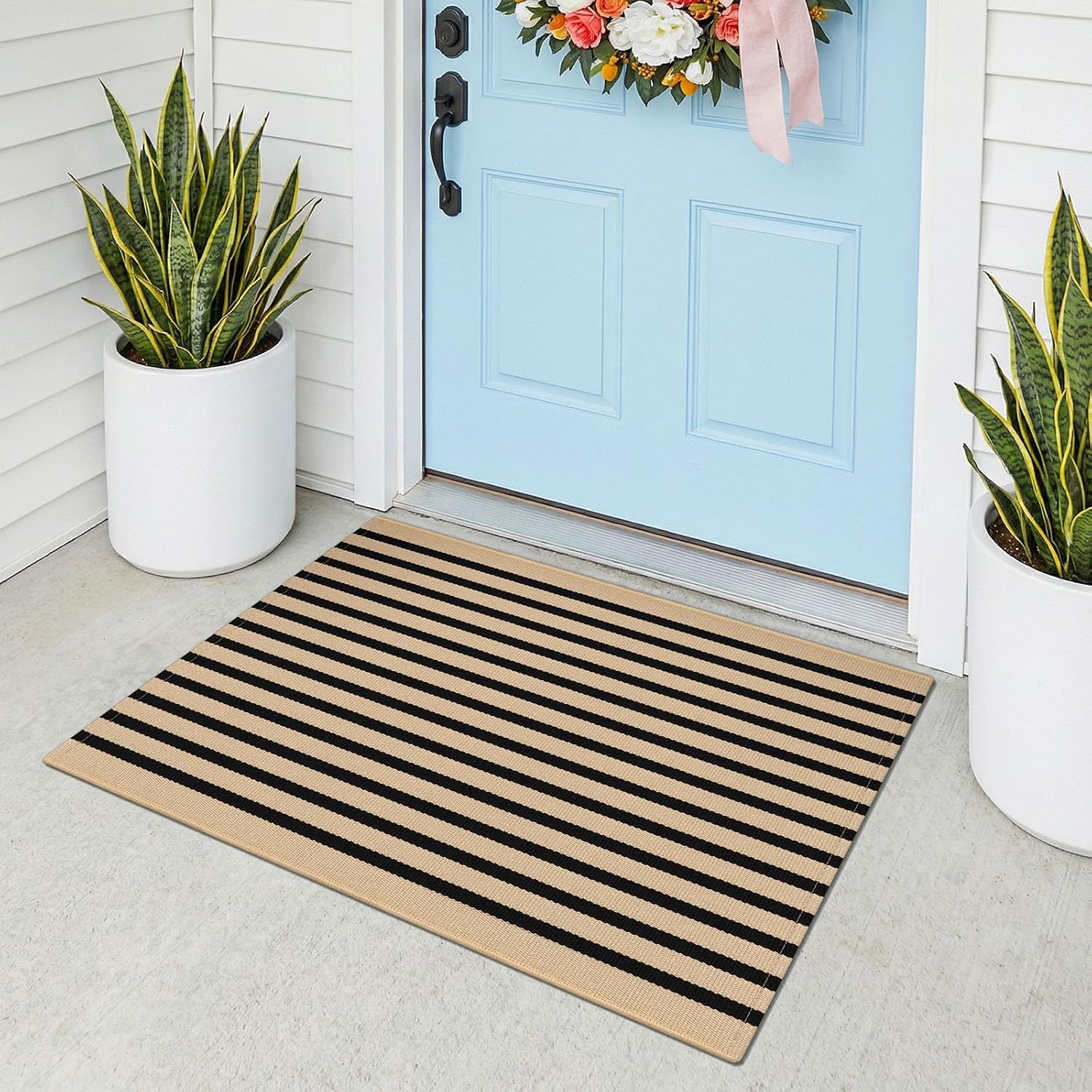 KOZYFLY Black and White Area Rug 3x5 Ft Washable