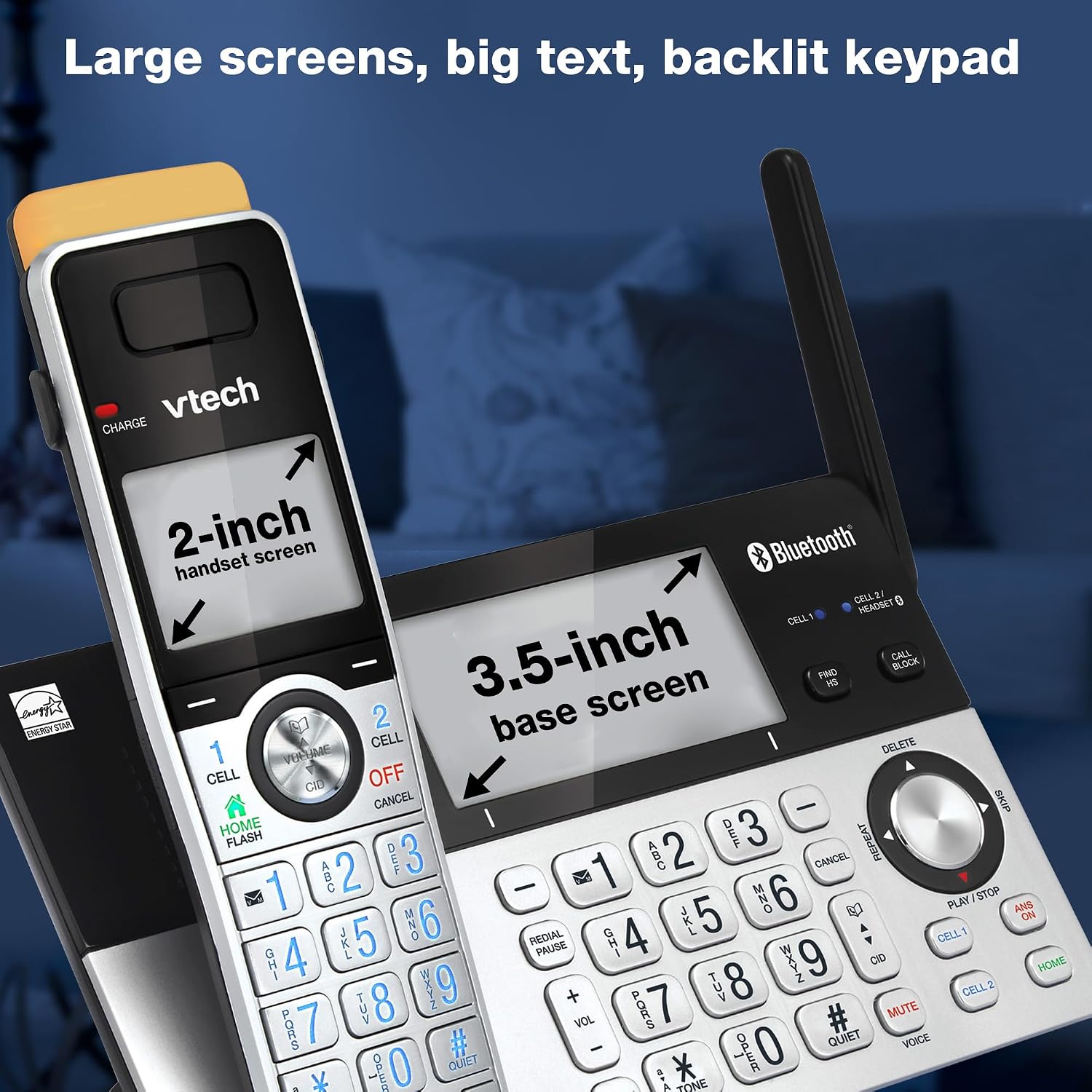 VTech IS8151-5 Super Long Range 5 Handset DECT 6.0 Cordless Phone for Home with Answering Machine, 2300 ft Range, Call Blocking, Bluetooth