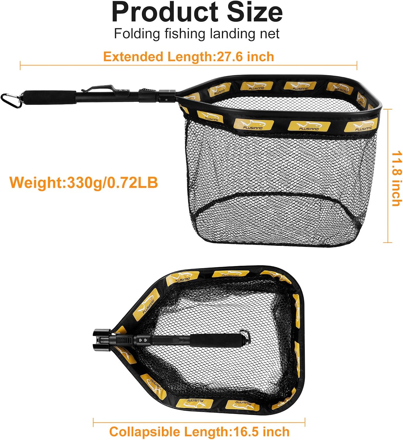 PLUSINNO Floating Fishing Net for Steelhead, Salmon, Fly, Kayak, Catfish, Bass, Trout Fishing