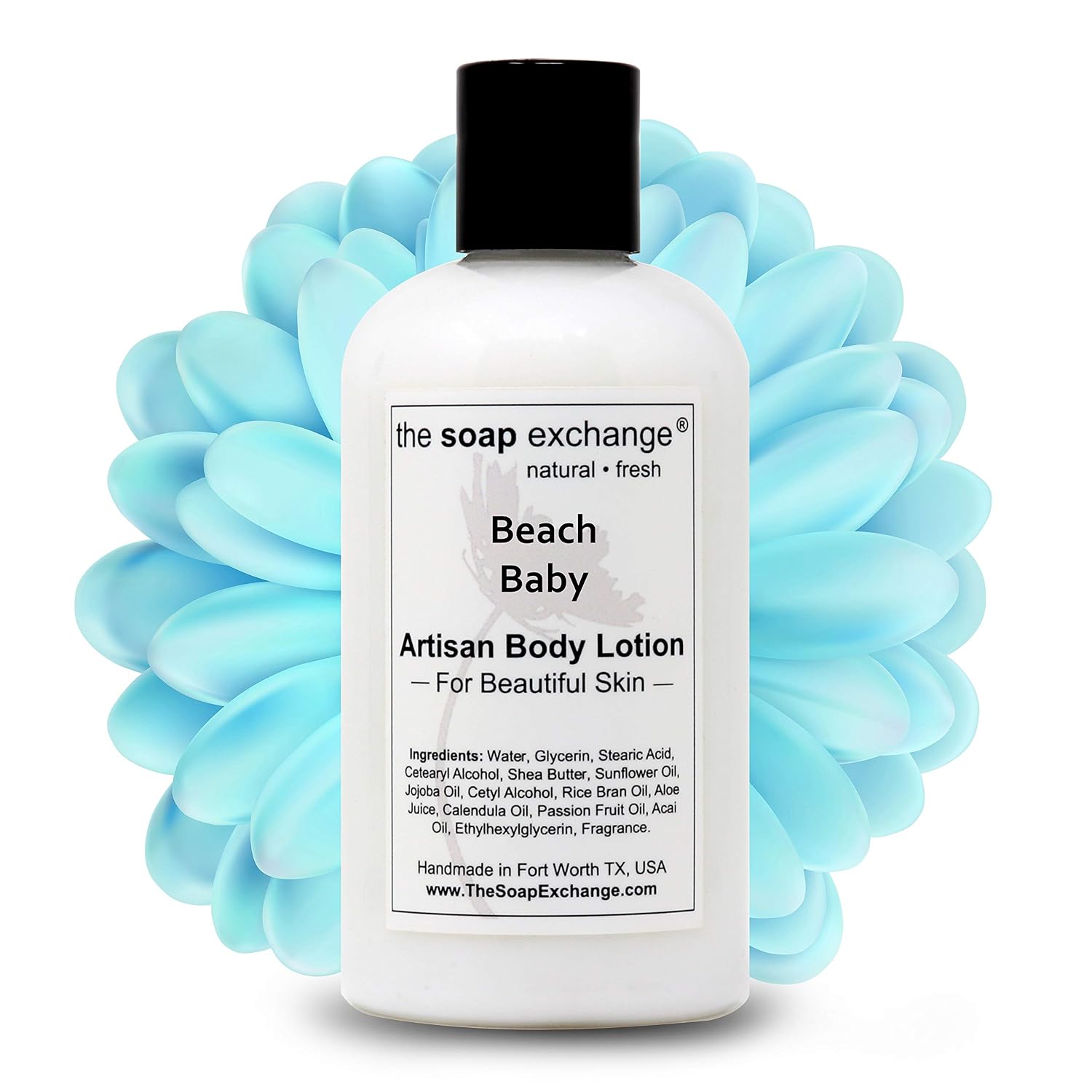 The Soap Exchange Body Lotion - Strawberries & Champagne Scent - Hand Crafted 8 fl oz / 240 ml Natural Artisan Skin Care for Hand, Face, & Body, Moisturize, Hydrate, & Protect. Made in the USA.