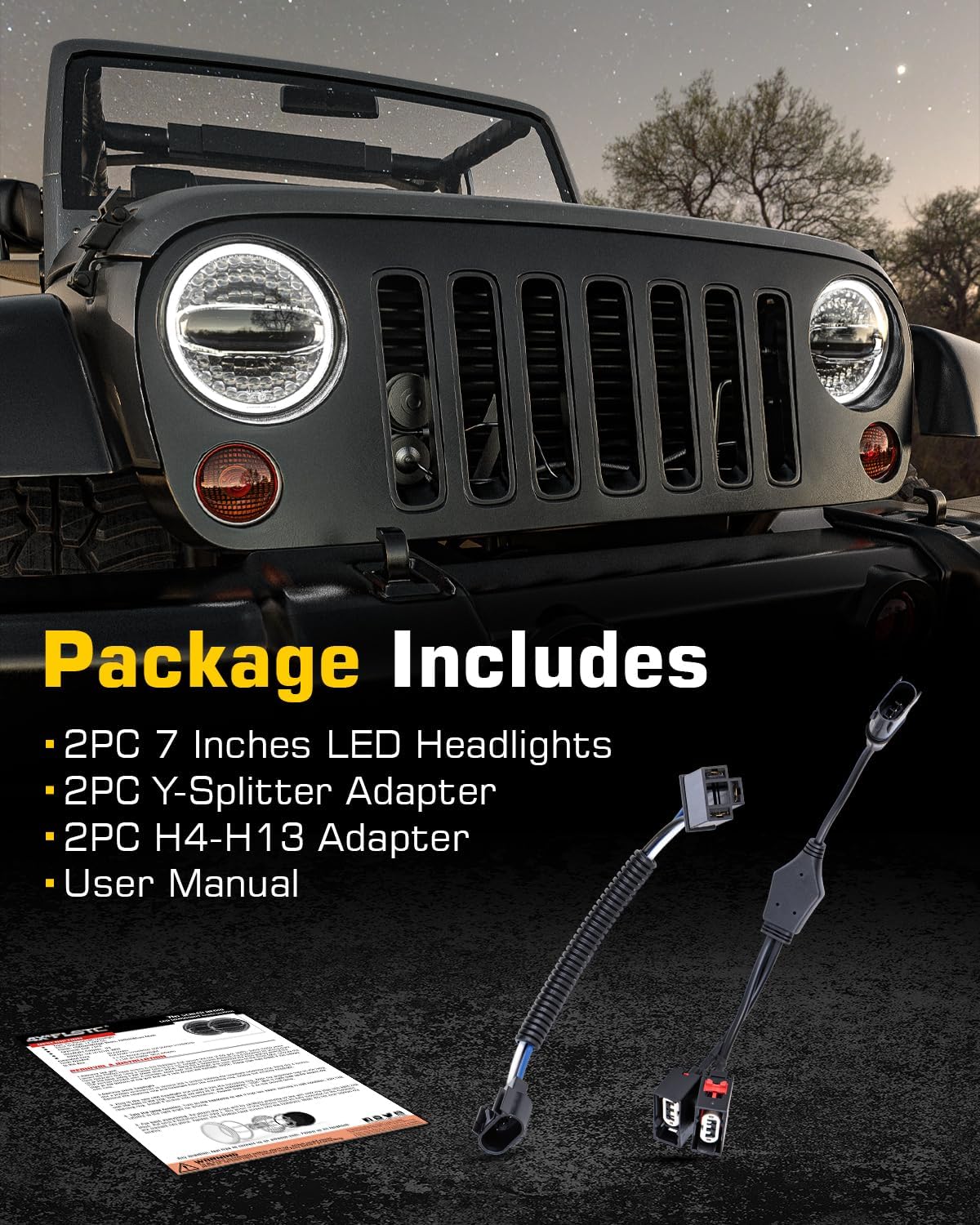 5x7 7x6 Inches LED Headlights H6054 Hi/Low Sealed Beam DOT/SAE Headlamps