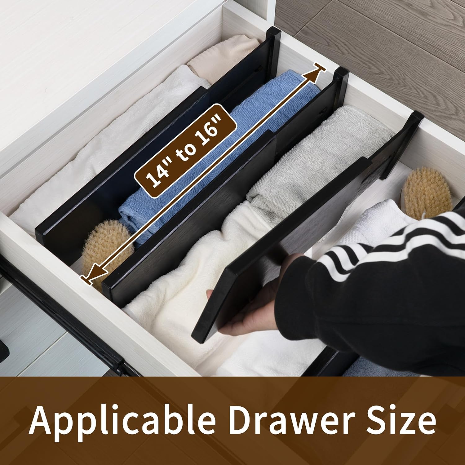 Utoplike 4 Pcs Bamboo Kitchen Drawer Dividers, Large Drawers Organizers | Adjustable Spring Loaded Expandable Organization, Works in Dresser, Bathroom, Bedroom, Office, Fit 17.8"-20.6" Drawer, 2.4"H