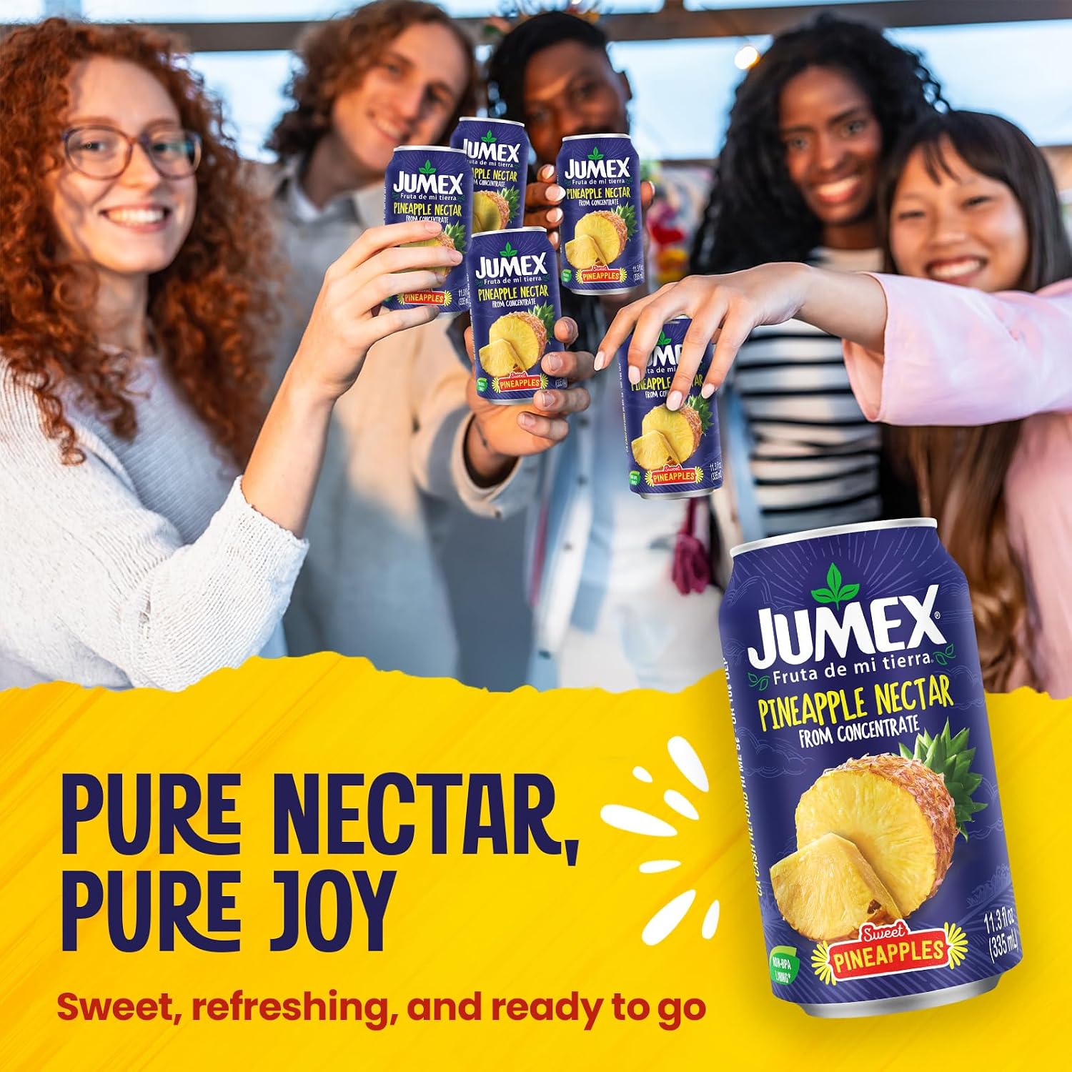 Jumex Mango Nectar Juice & Peach Nectar - Made with Fresh Fruit Puree - Tropical Fruit Juice Concentrate for Smoothie Mix, Cocktail Mixers & Kids Beverages - 11.3oz, 12 Pack Canned Drinks