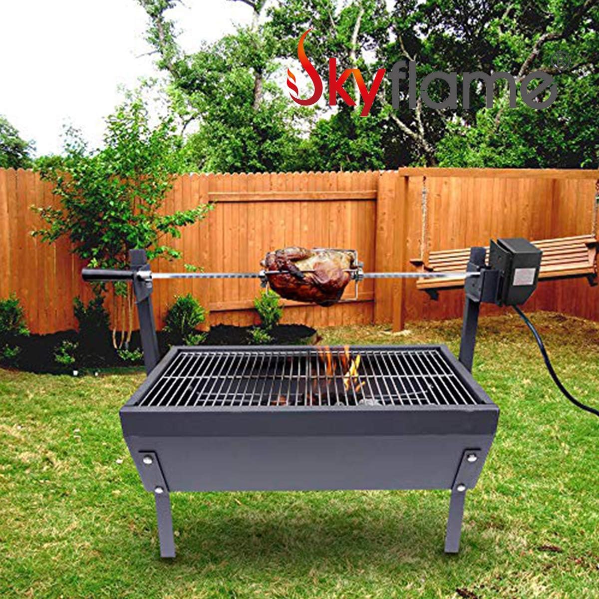 Skyflame Universal Stainless Steel BBQ Grill Electric Rotisserie Motor | Replacement, Water Proof On/Off Switch, 6 watt, 50 lb. Load, Black