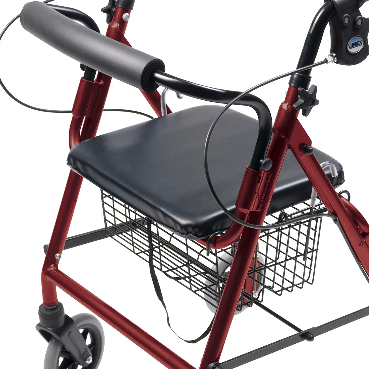 Lumex Walkabout Lite Hemi Rollator, Short & Lightweight Walker, Low 20" Seat, Burgundy