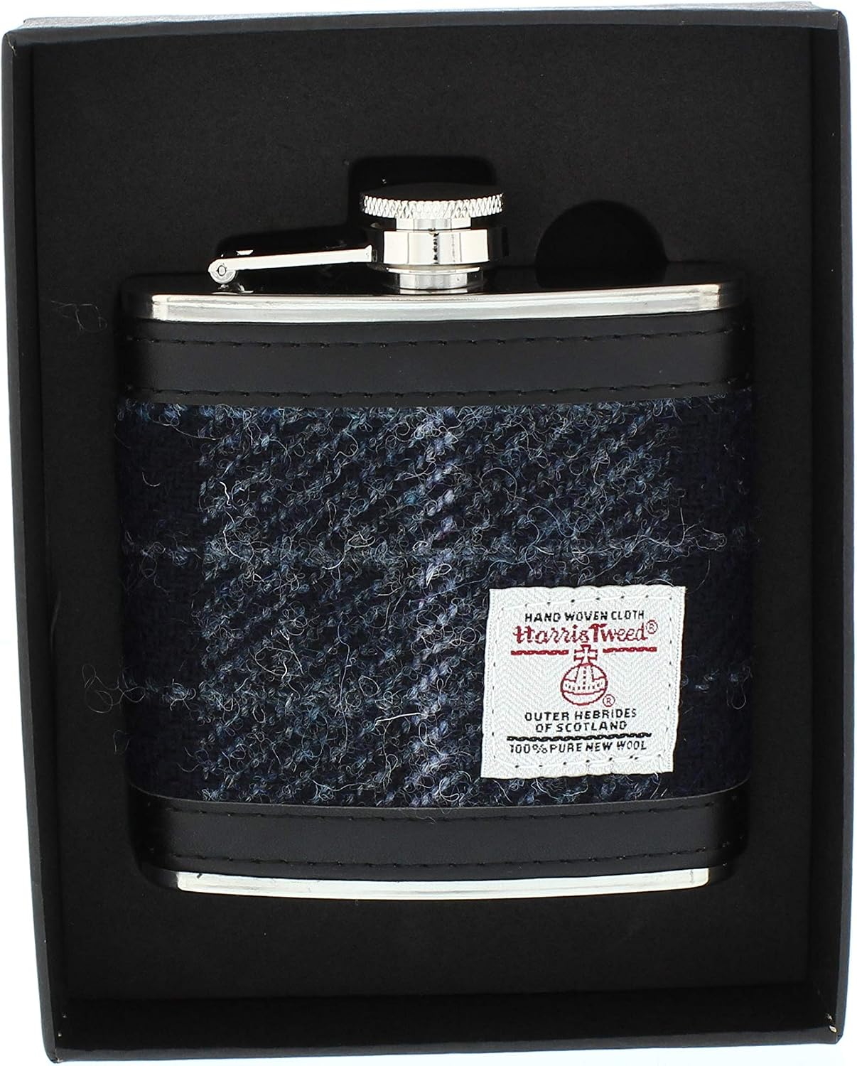 Glen Appin Harris Tweed Hip Flask Gift Boxed (Colour 95 Grey/Black)