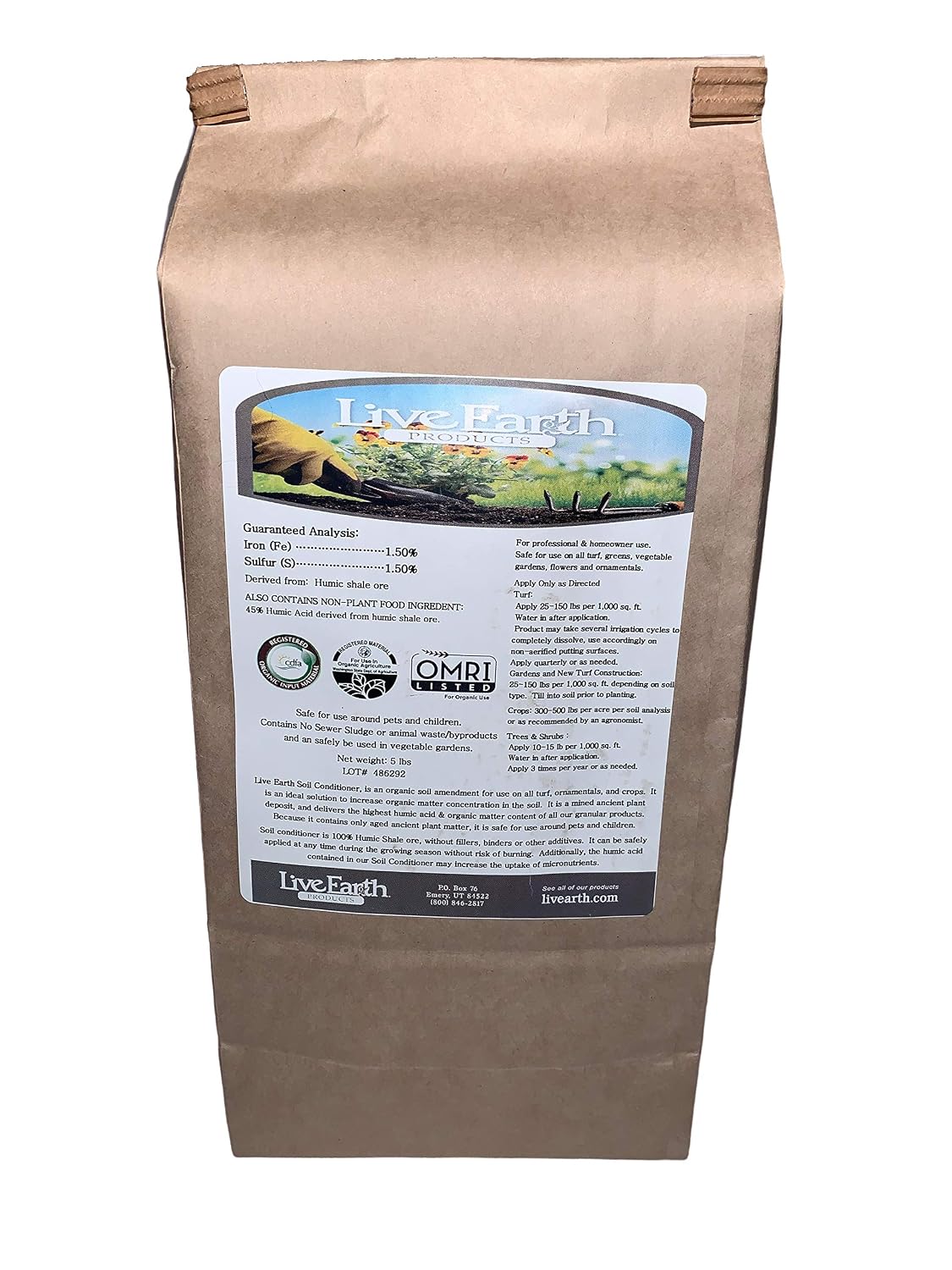 Live Earth Products Humate Soil Conditioner Granules - Three 5 lb Bags (15 lbs)