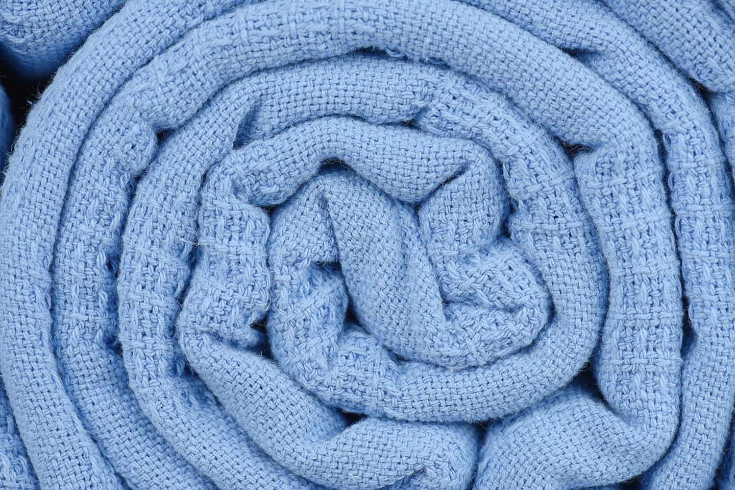 Linteum Textile Hospital Thermal SNAGLESS Spread Blanket, 100% Cotton (74x100 in, Blue)