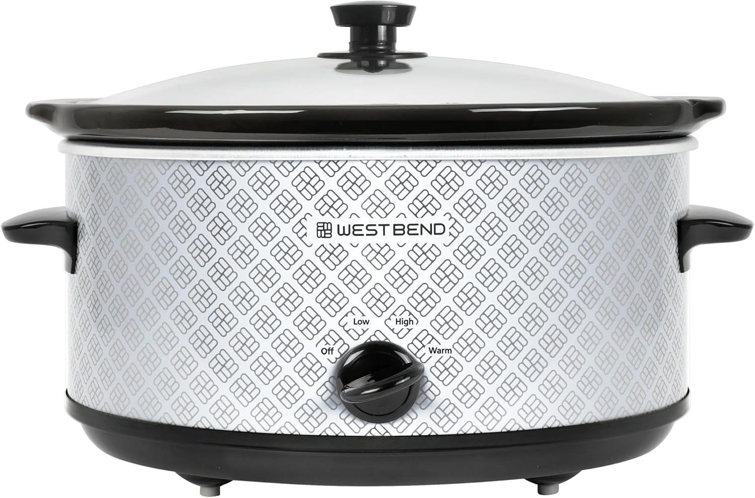 West Bend Slow Cooker 6-Quart Manual Crockery Style with Dishwasher Safe Oval Ceramic Crockpot and Glass Lid Two Temperature Settings Plus Keep Warm, 330-Watts, Black