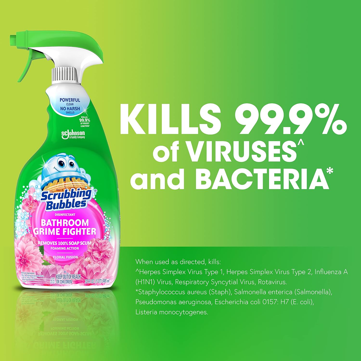 Scrubbing Bubble Bathroom Grime Fighter, Floral Fusion Scent, 32 oz Spray Bottle
