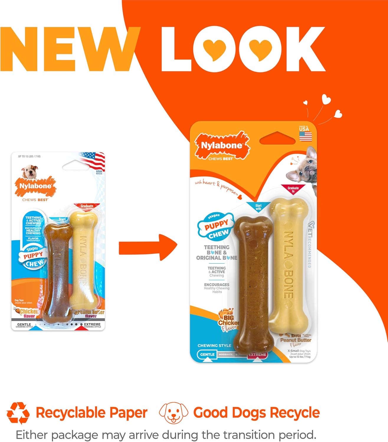 Nylabone Puppy Chew Teething Ring Bone Dog Toy, Chicken Flavor, X-Small | Soothing teething toys for puppies, puppy enrichment, & teething relief, freezable for added comfort, dogs up to 15 lbs