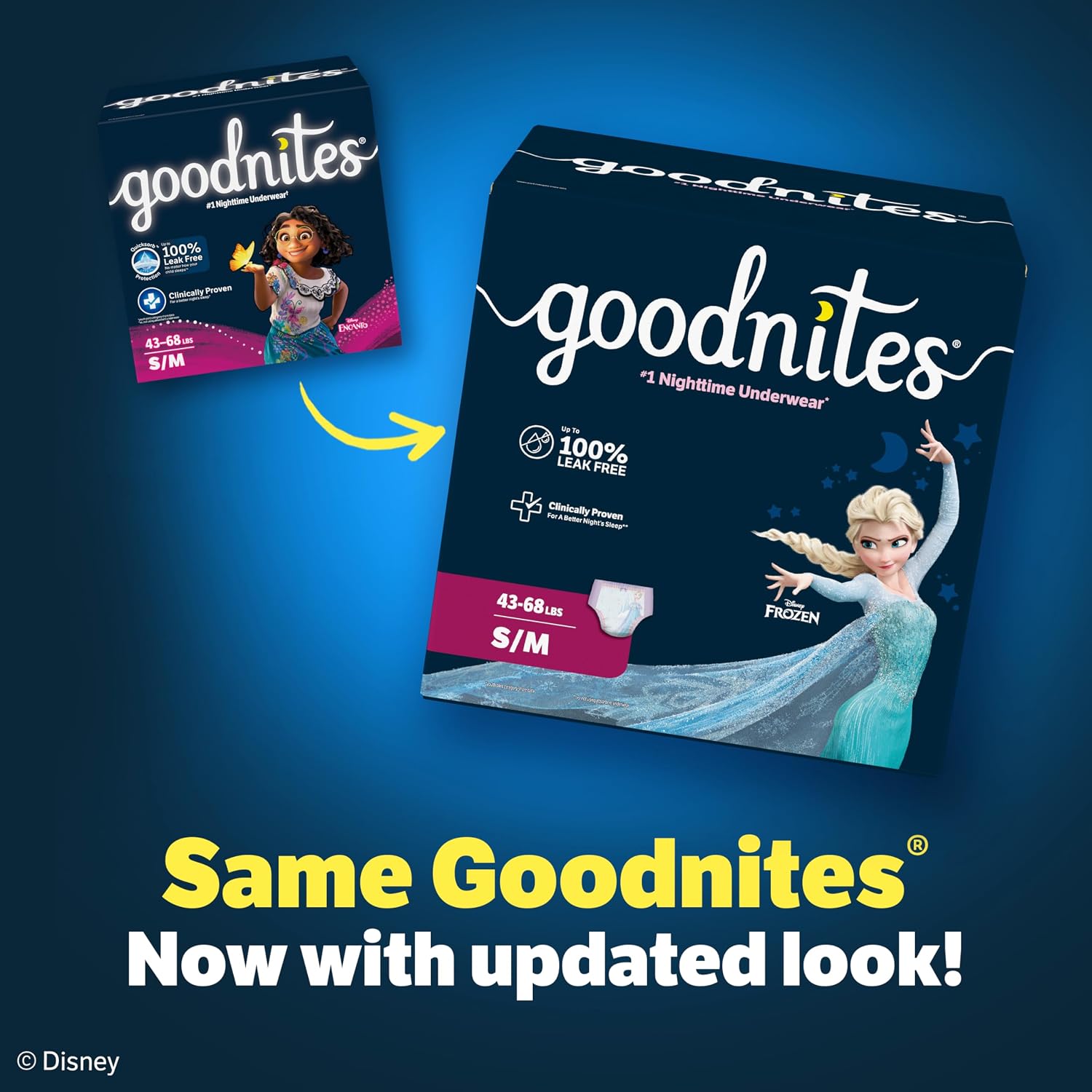Goodnites Girls' Nighttime Bedwetting Underwear, Size S/M (43-68 lbs), 14 Ct, Packaging May Vary